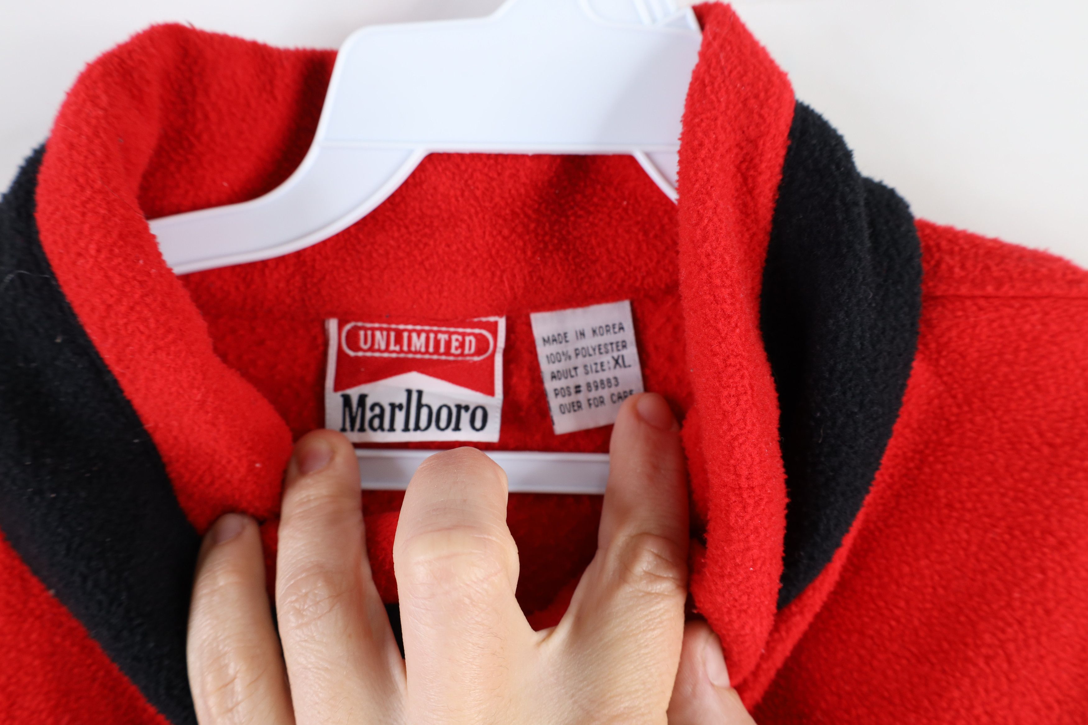 Marlboro × Vintage Vintage 90s Marlboro Spell Out Full Zip Fleece Jacket Red Size US XL / EU 56 / 4 - 7 Thumbnail