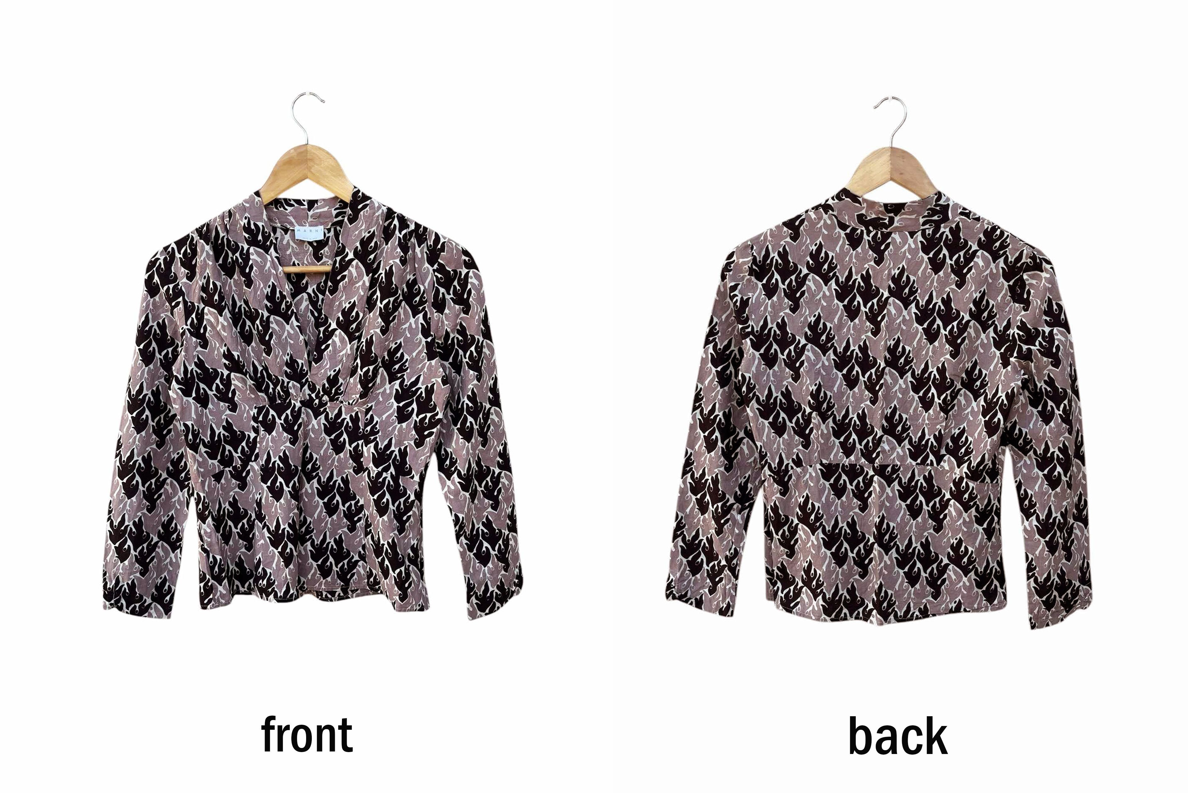Marni MARNI cotton long sleeve deep v neck top, abstract printed Size XS / US 0-2 / IT 36-38 - 3 Thumbnail