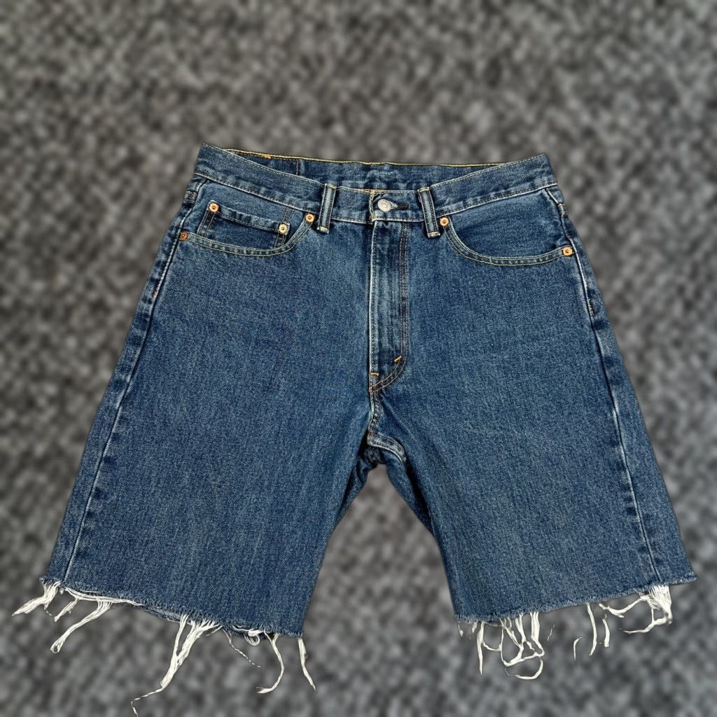 Levi's Levi's Bermuda Shorts Men's Size 33 Blue Distressed Cut Offs 10" Inseam Y2K Size US 33 - 1 Thumbnail
