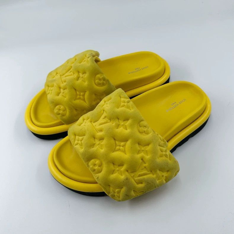 Louis Vuitton Louis Vuitton Yellow Slides with Velcro Strap -2505 Size US 4.5 / IT 34.5 - 2 Thumbnail