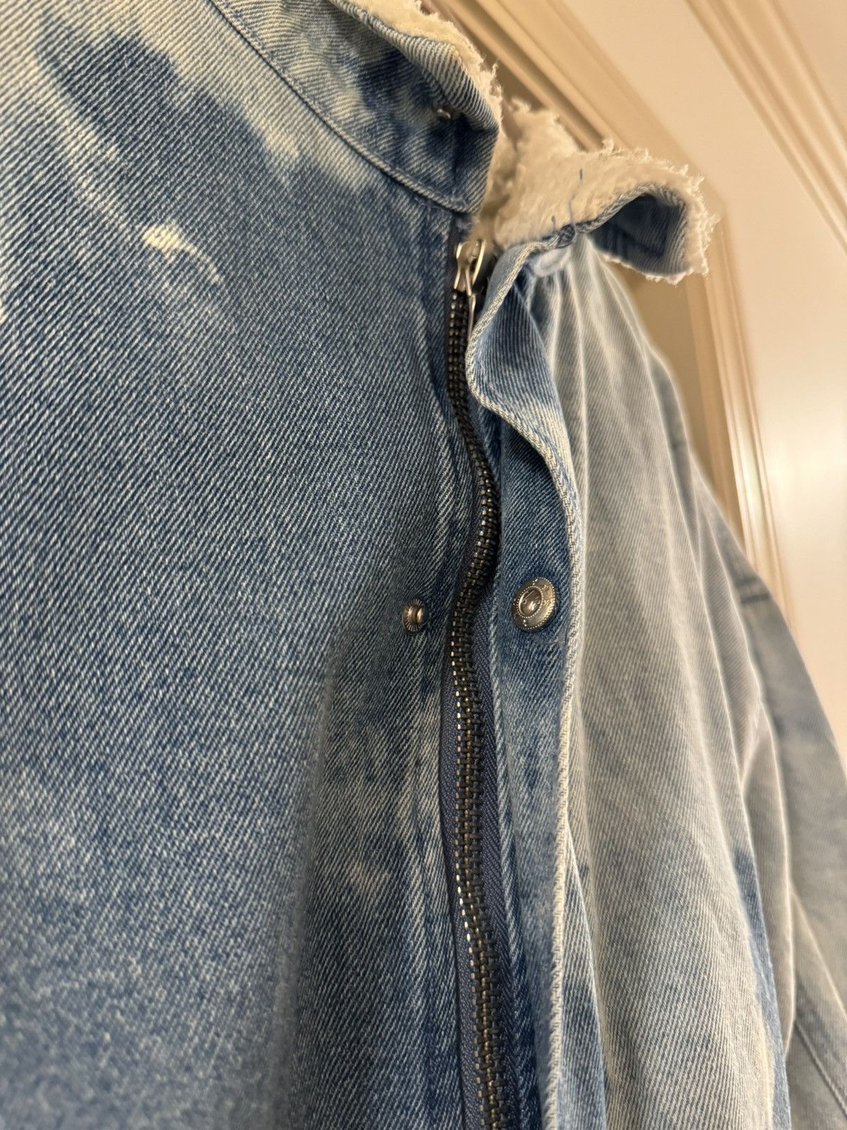 Forever 21 Bleached Denim Overcoat Jacket Sherpa Size US L / EU 52-54 / 3 - 3 Thumbnail
