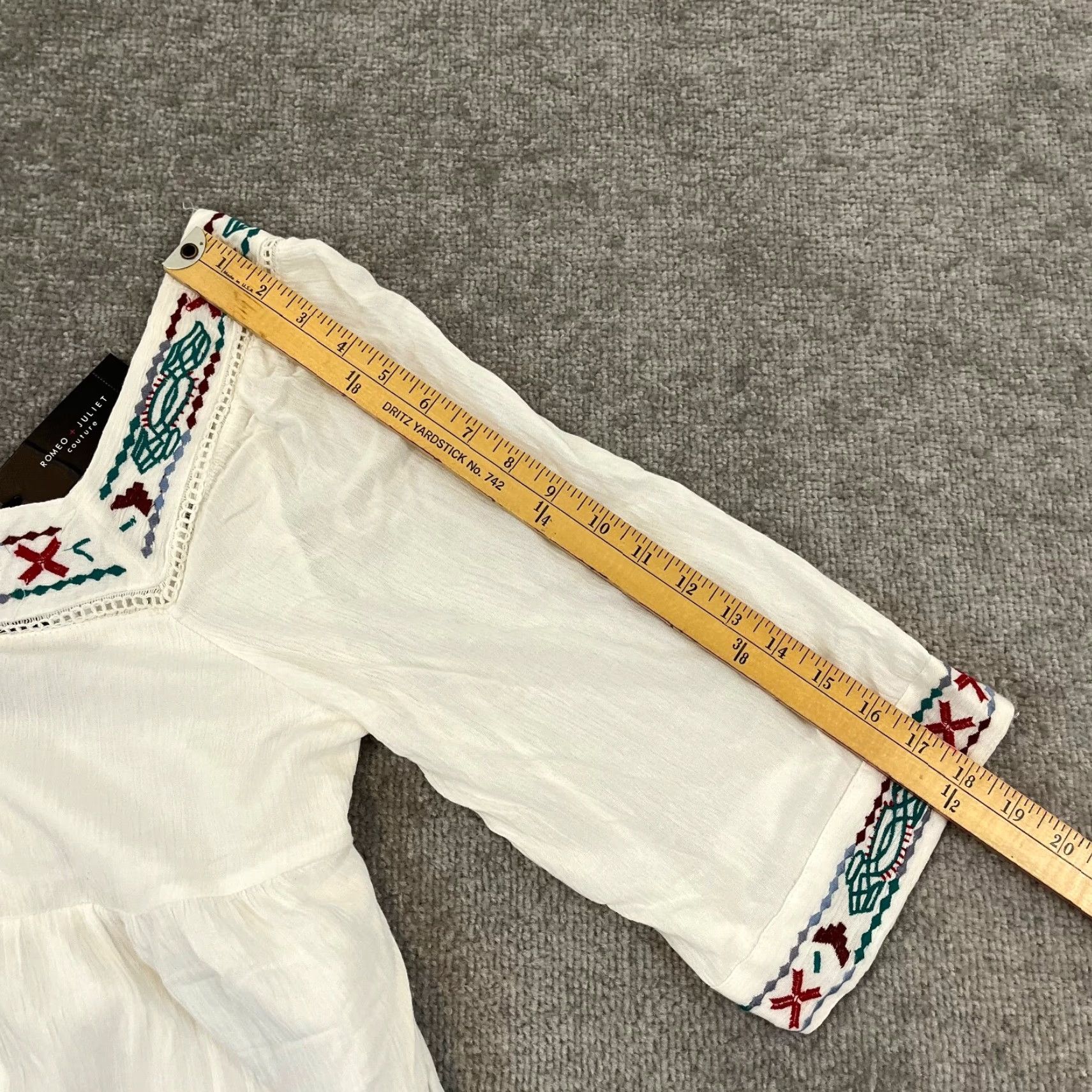 Vintage ROMEO + JULIET Dress Womens Medium White Embroidered Gauze Shift Square Neck NEW Size M / US 6-8 / IT 42-44 - 7 Thumbnail