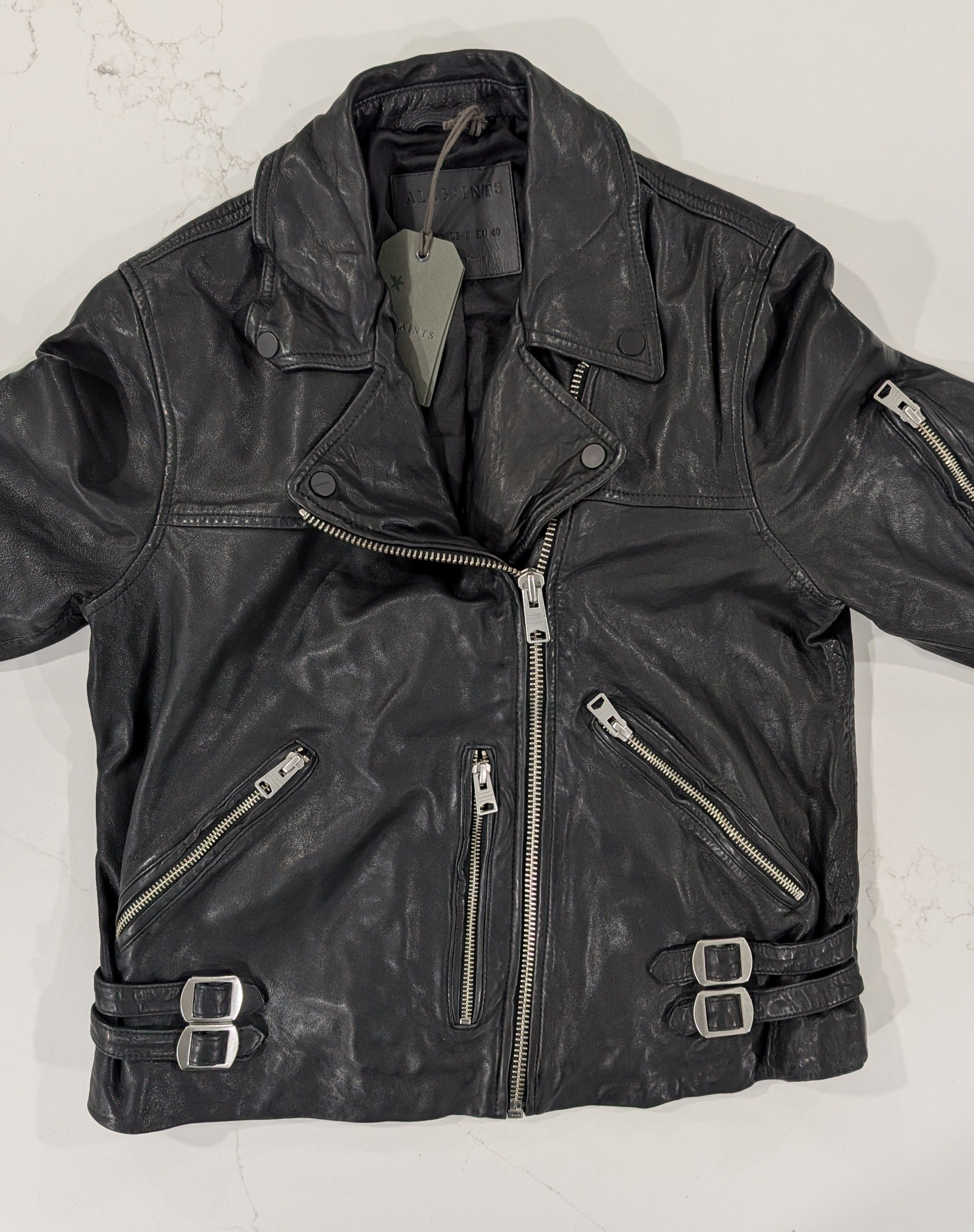 Allsaints ALLSAINTS Prescott Leather Biker Jacket. Size. 8 Size M / US 6-8 / IT 42-44 - 2 Thumbnail