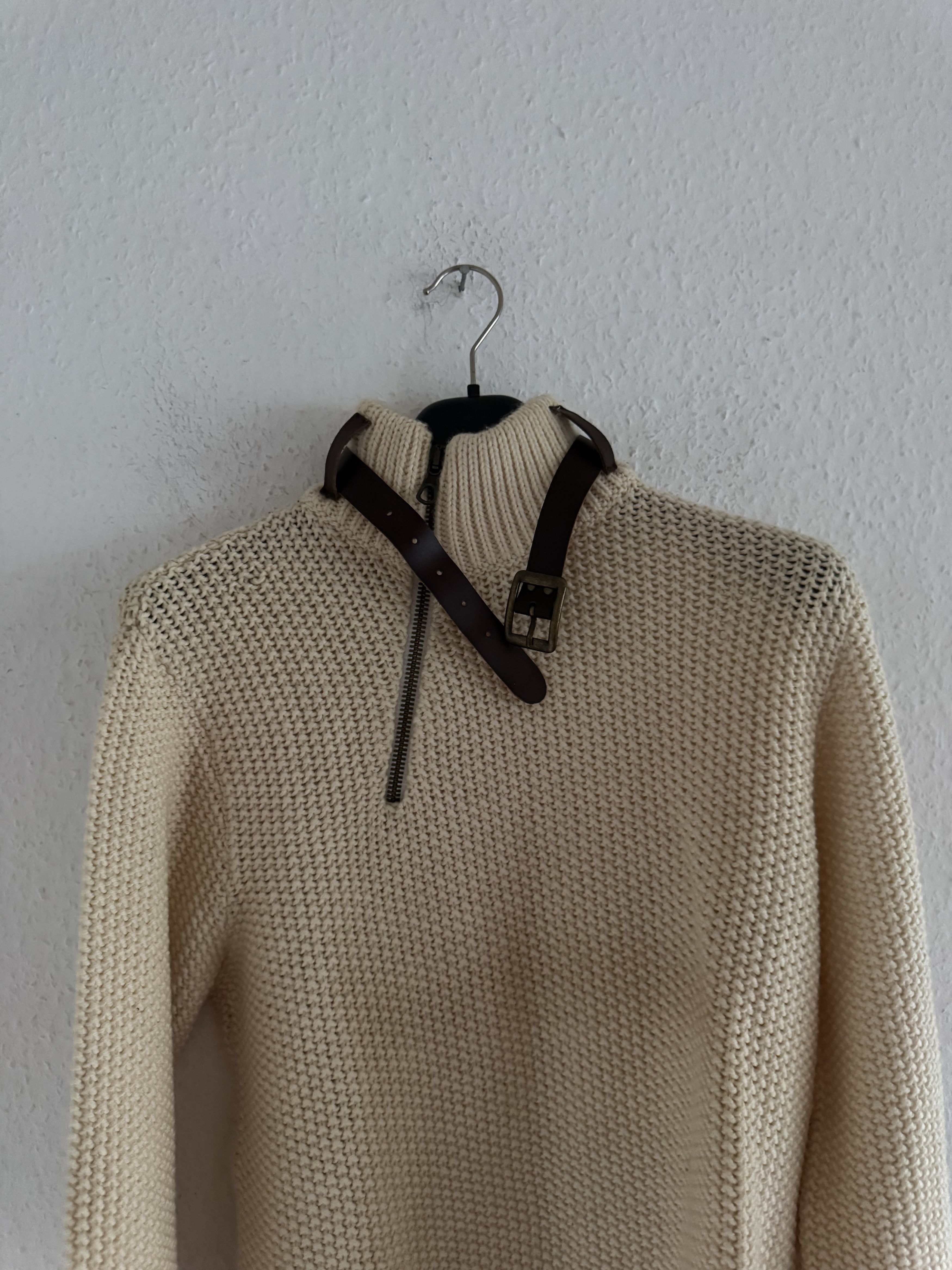 Dsquared2 FW02 Leather Strap Half Zip Knit Sweater Size US L / EU 52-54 / 3 - 17 Thumbnail