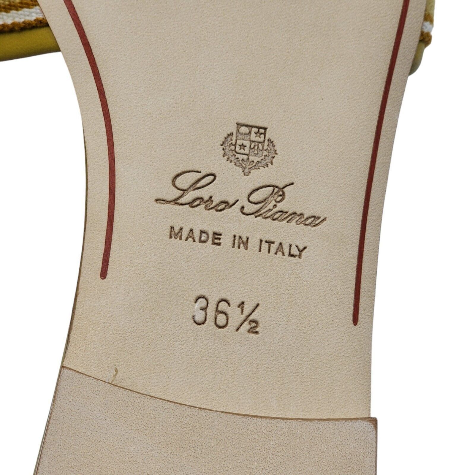 Loro Piana The Suitcase Stripe Sandals Fabric Leather Yellow 36.5 $750 Size US 6.5 / IT 36.5 - 7 Thumbnail