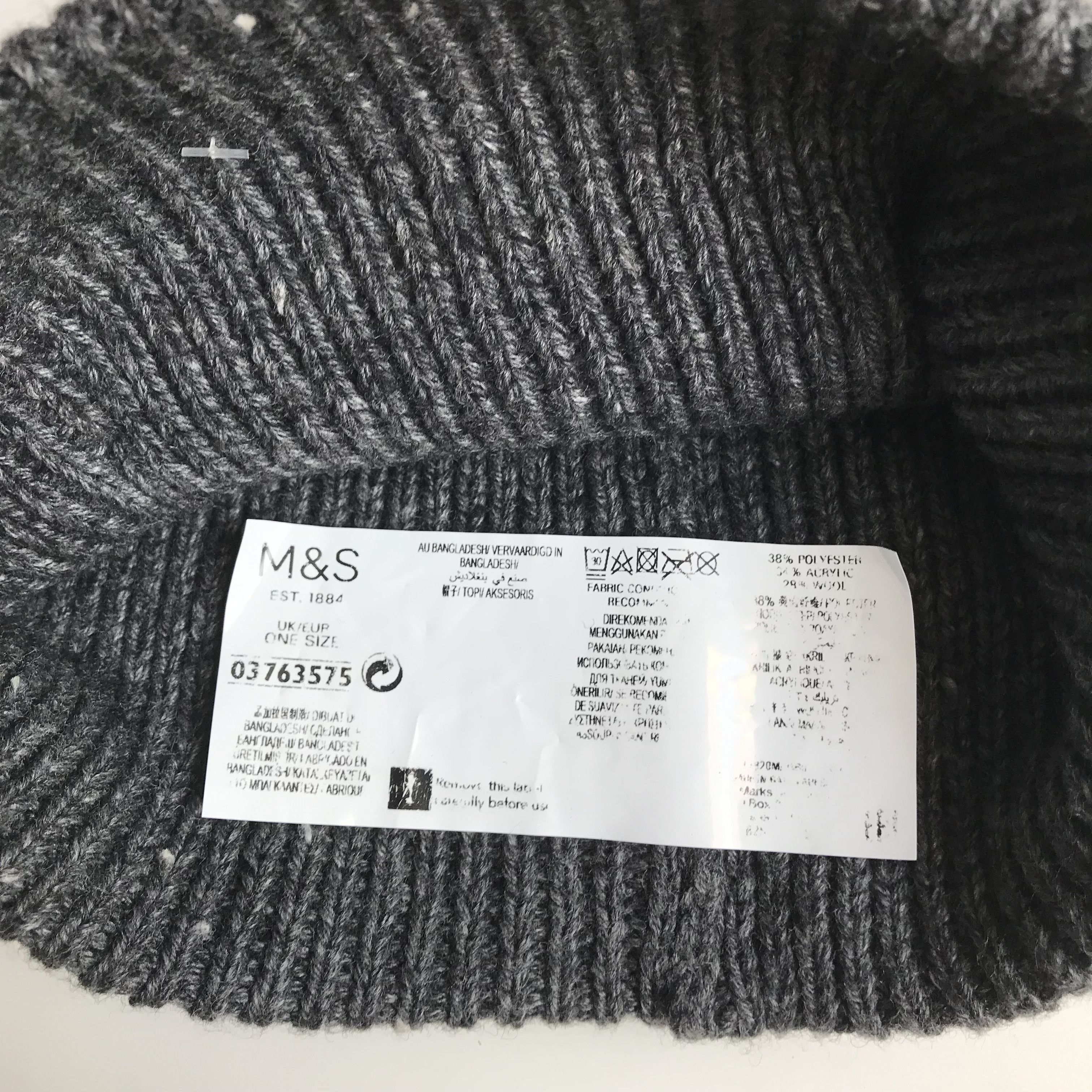 Marks & Spencer × Other UK Marks and spencer Uk Grey Charchoal knitted Beanie Size ONE SIZE - 6 Thumbnail