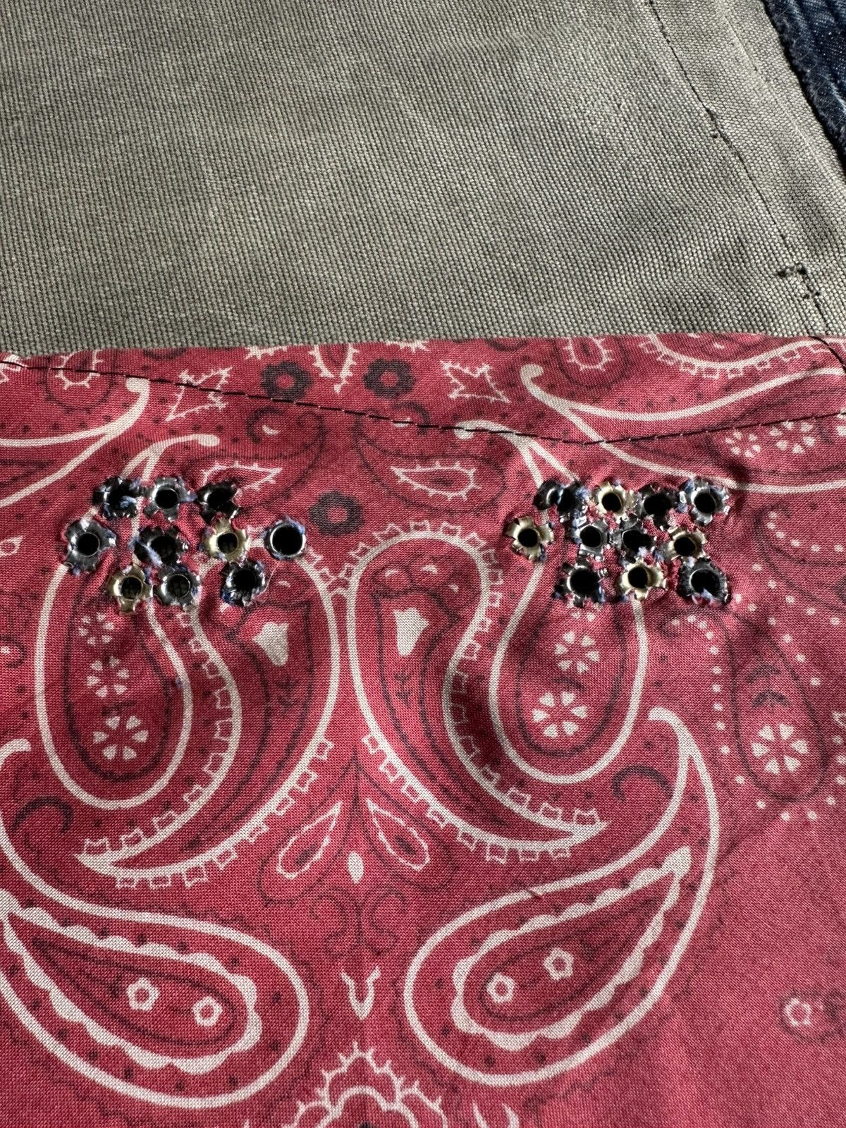 Handmade Custom Made Distressed Boro Paisley Masked Bandana Size ONE SIZE - 16 Thumbnail