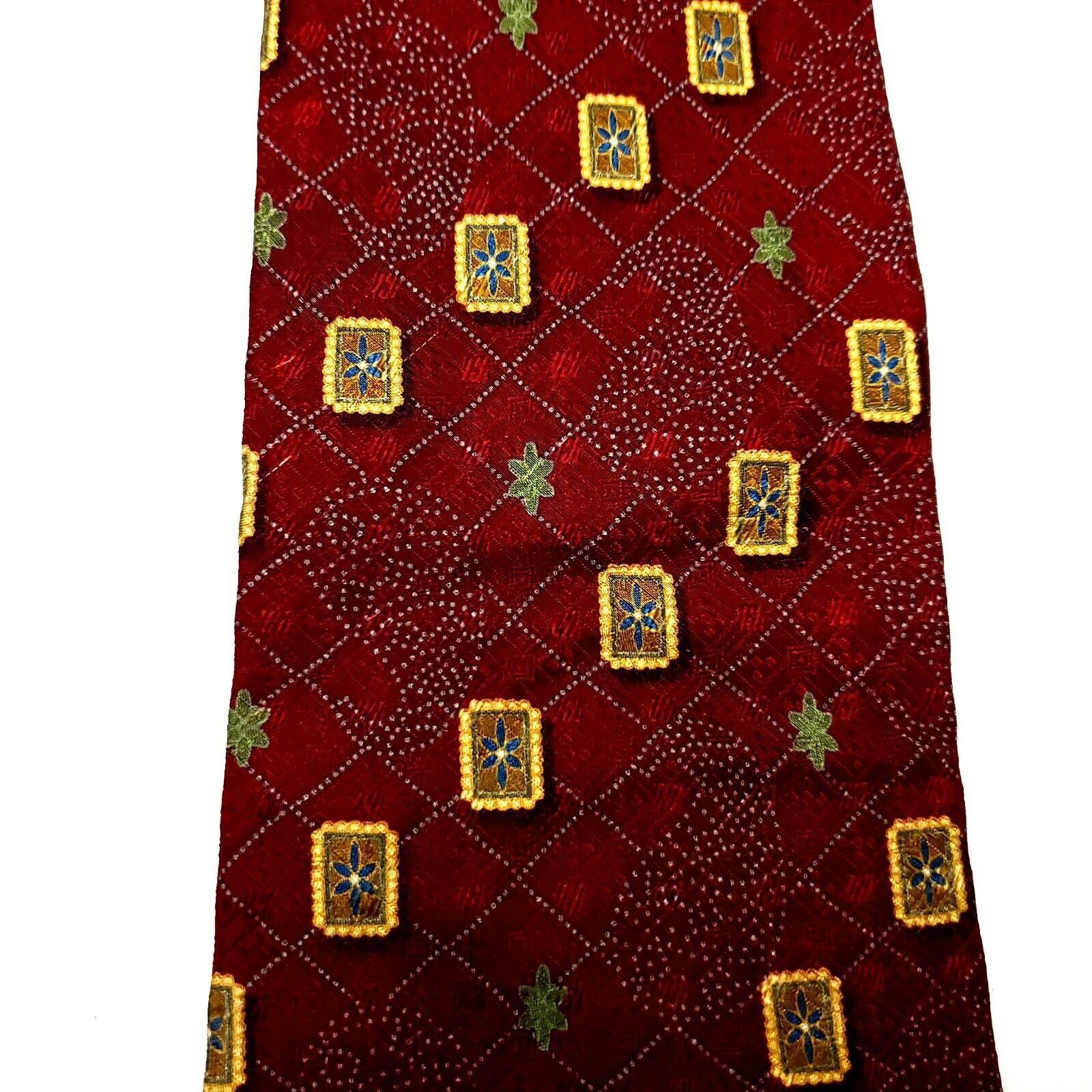 Nautica Nautica Silk Tie Print Abstract Red Short Wide Size ONE SIZE - 2 Thumbnail