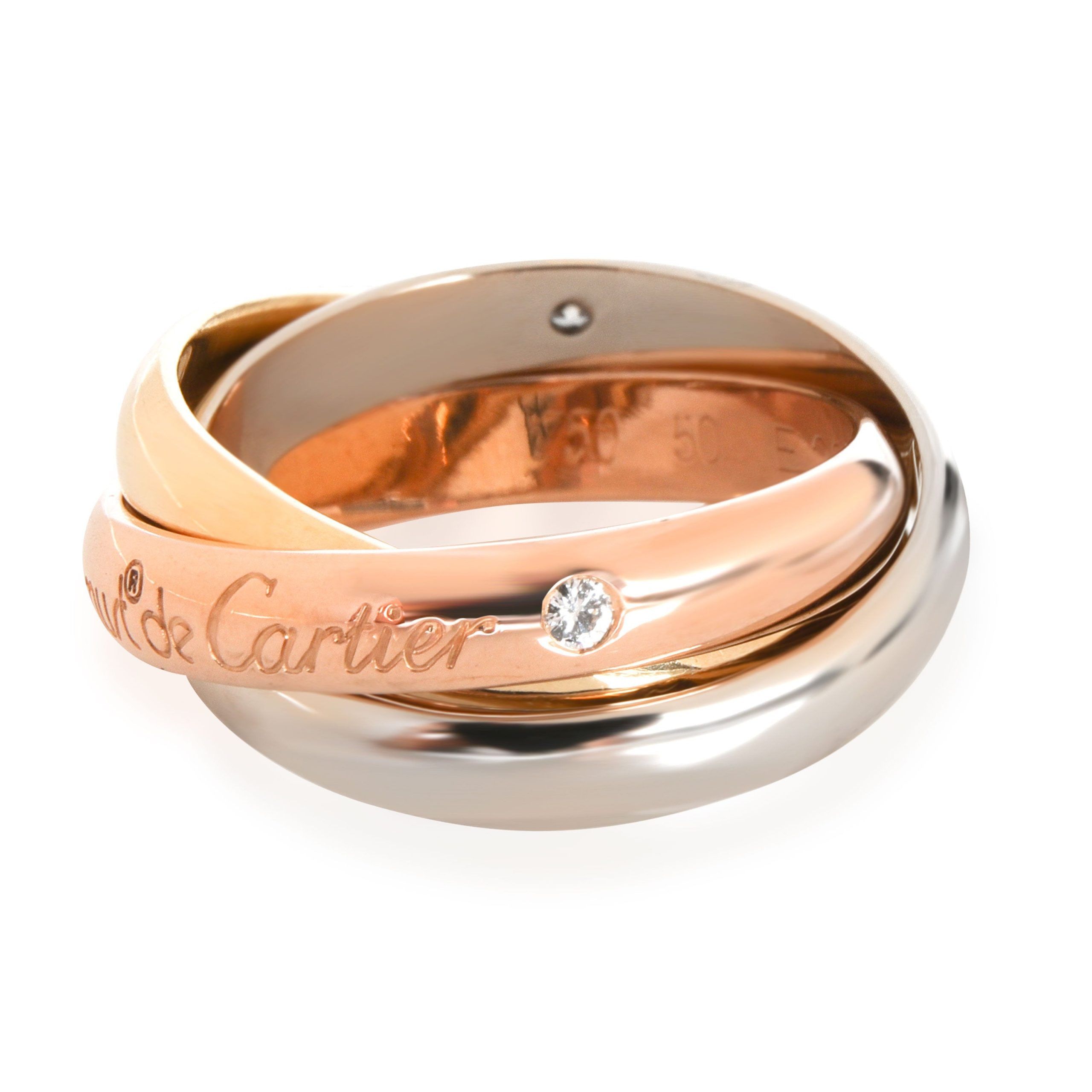 image of Cartier Trinity Diamond Ring In 18Kt 3 Tone Gold 0.03 Ctw, Women's