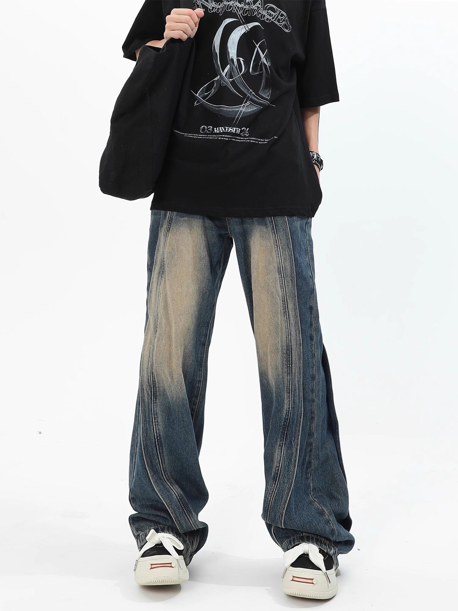 image of High End Patchwork Jeans in Blue, Men's (Size 32)