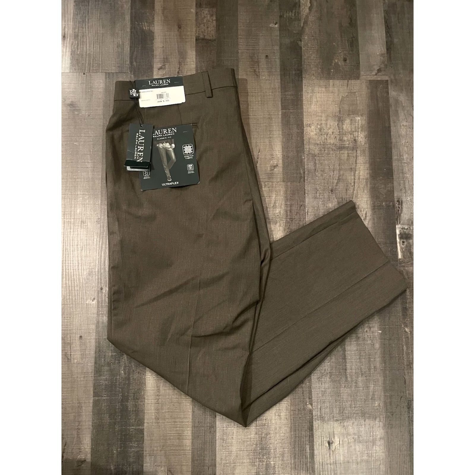 Ralph Lauren Lauren Ralph Lauren Classic-Fit Ultraflex Pant Brown 36x30 NWT Dress Pants Men Brown Check Polyester Viscose Ultraflex NWT F56 Size US 36 / EU 52 - 2 Thumbnail