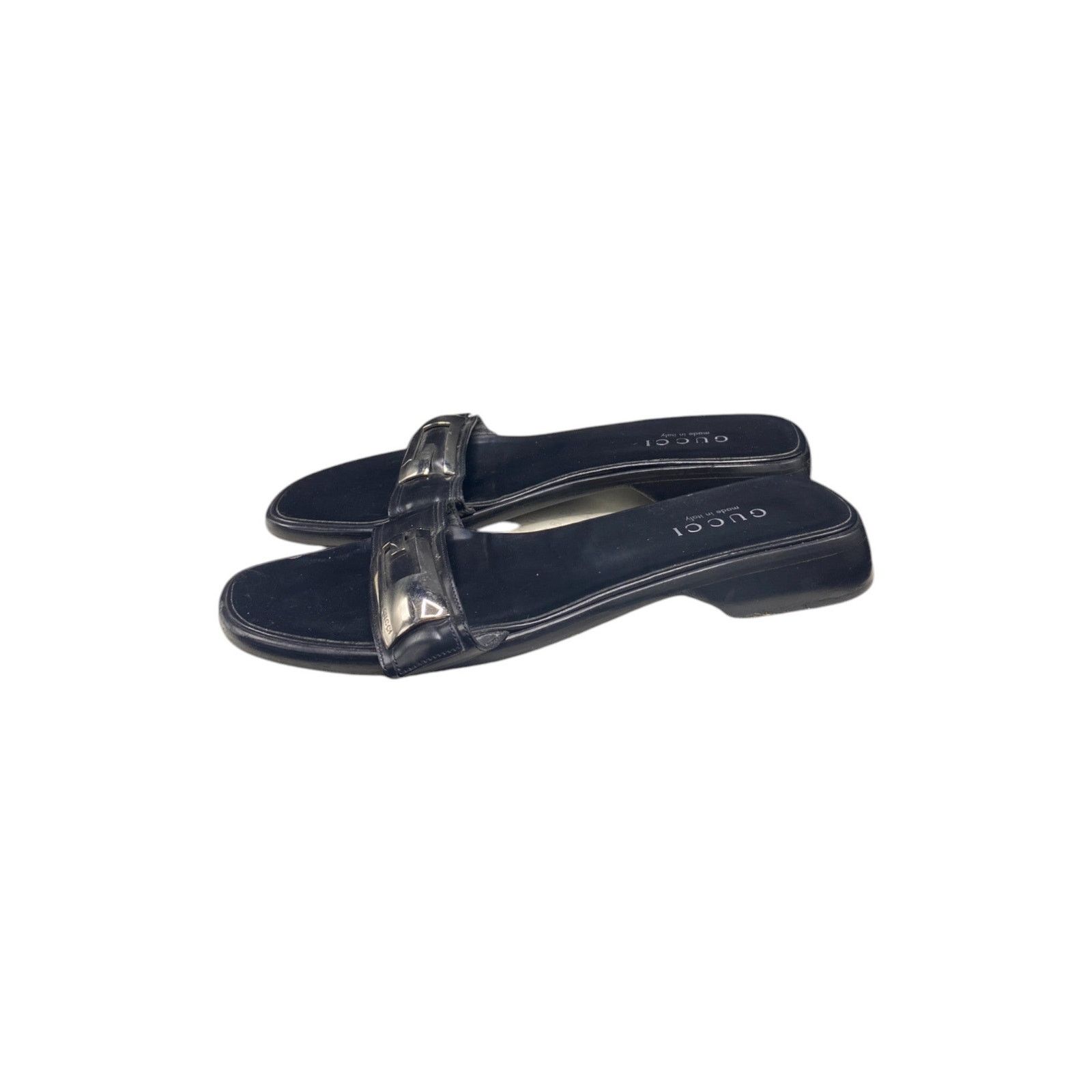 Gucci Black Leather Logo Sandals Size US 8 / IT 38 - 3 Thumbnail
