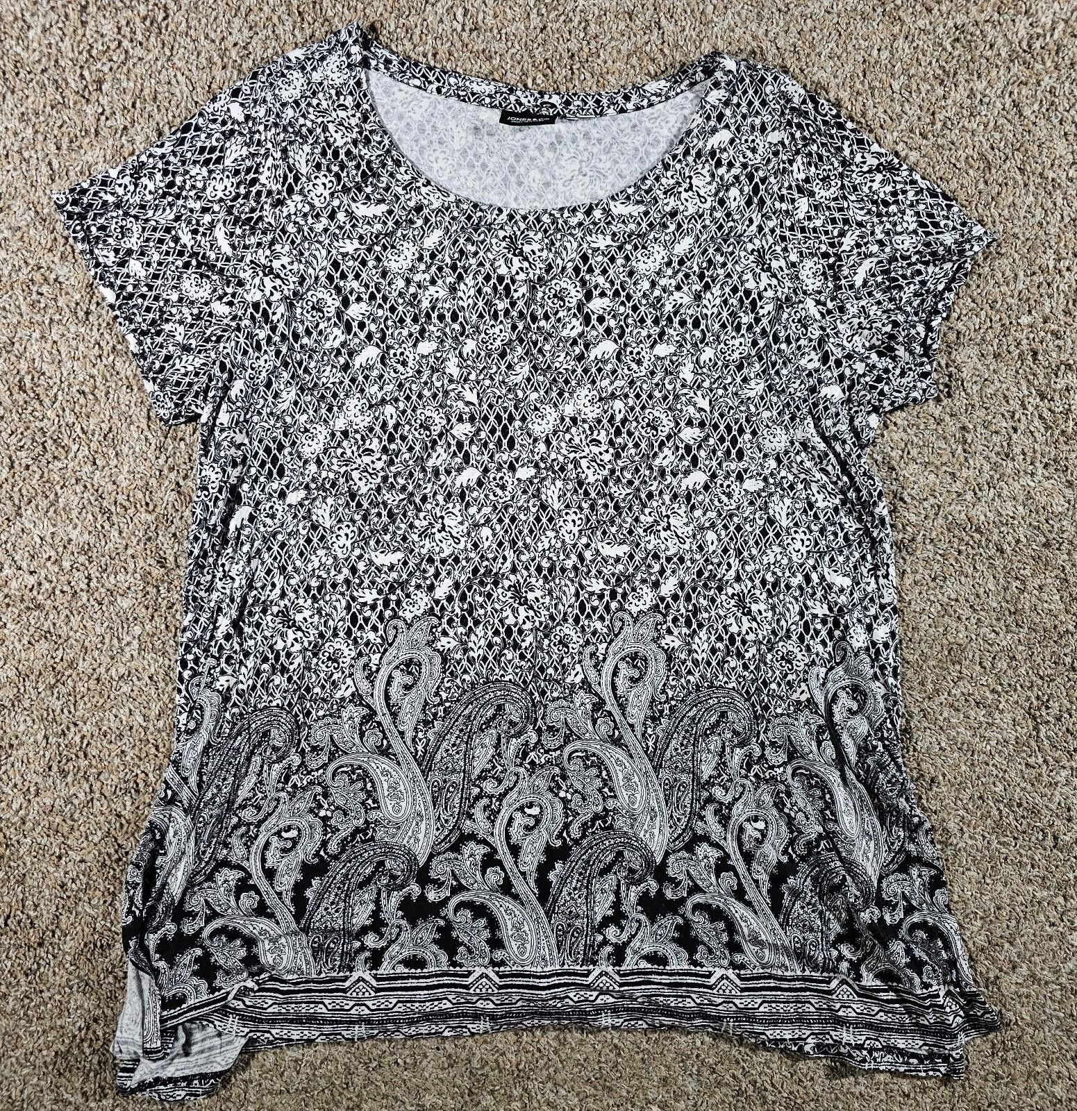 Jones New York Jones Co New York Blouse Black White Paisley Floral Stretch Size M / US 6-8 / IT 42-44 - 1 Thumbnail