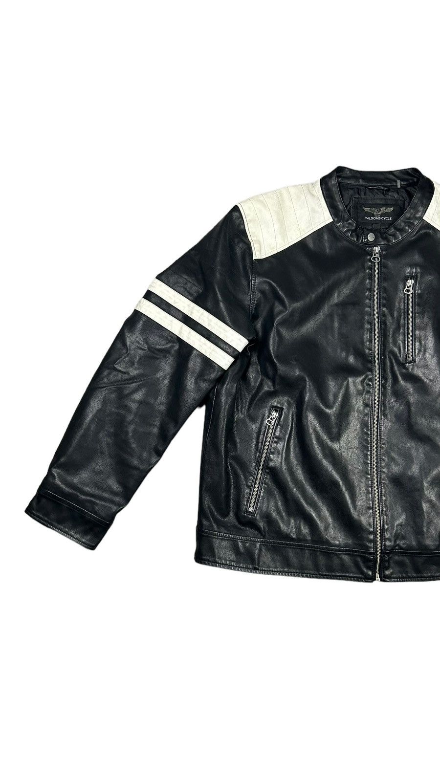 Japanese Brand × Wilsons Leather Early 2000s Archival Wilson’s Leather Striped Moto Jacket Size US XL / EU 56 / 4 - 3 Thumbnail