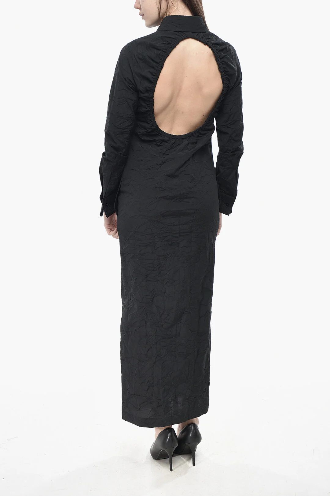 Max Mara og1mm0426 Cotton-Blend Shirt Dress in Black Size S / US 4 / IT 40 - 2 Thumbnail