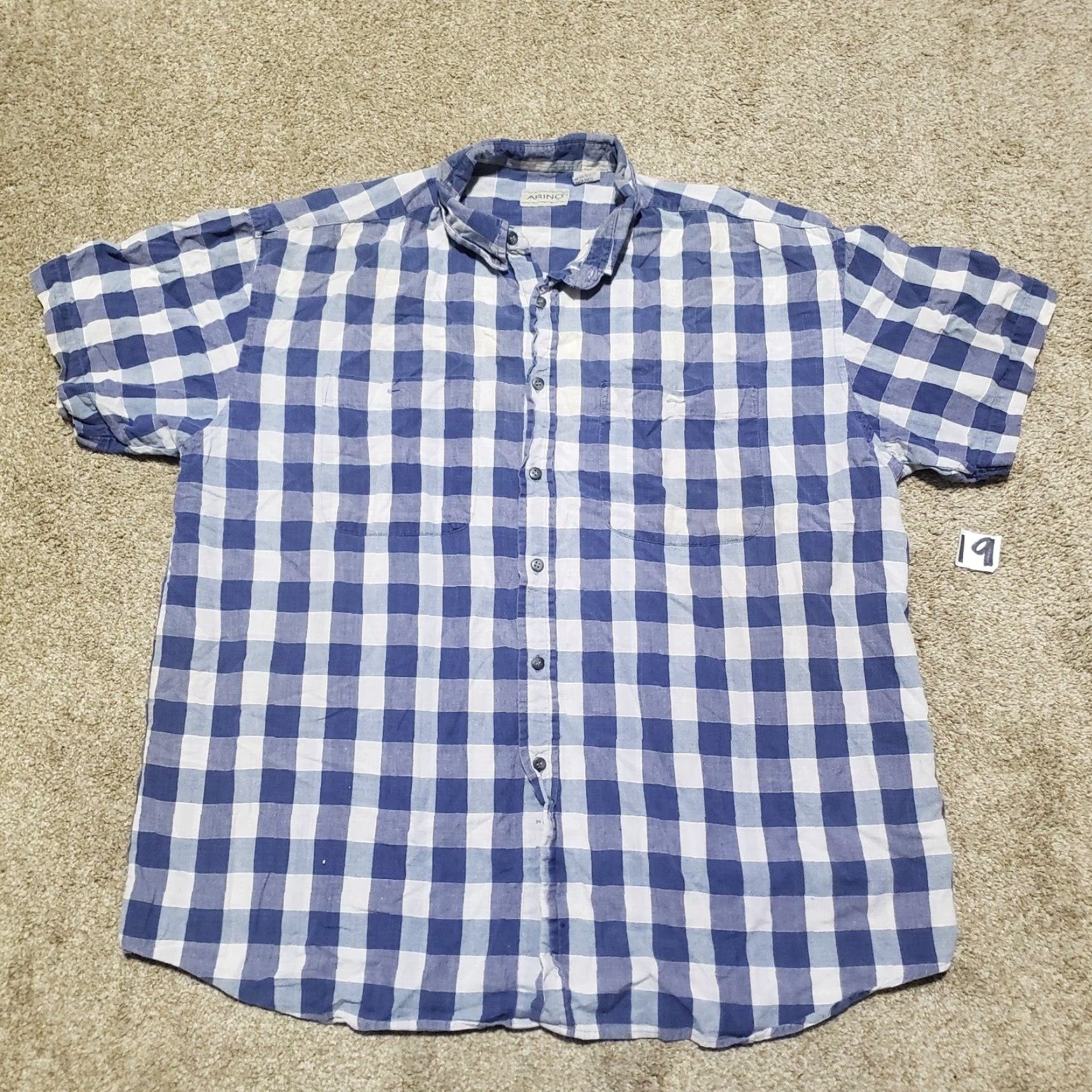 Vintage VINTAGE Marino Bay Plaid Button-Up Shirt Short Sleeve Adult Men XL Blue Size US XL / EU 56 / 4 - 2 Thumbnail