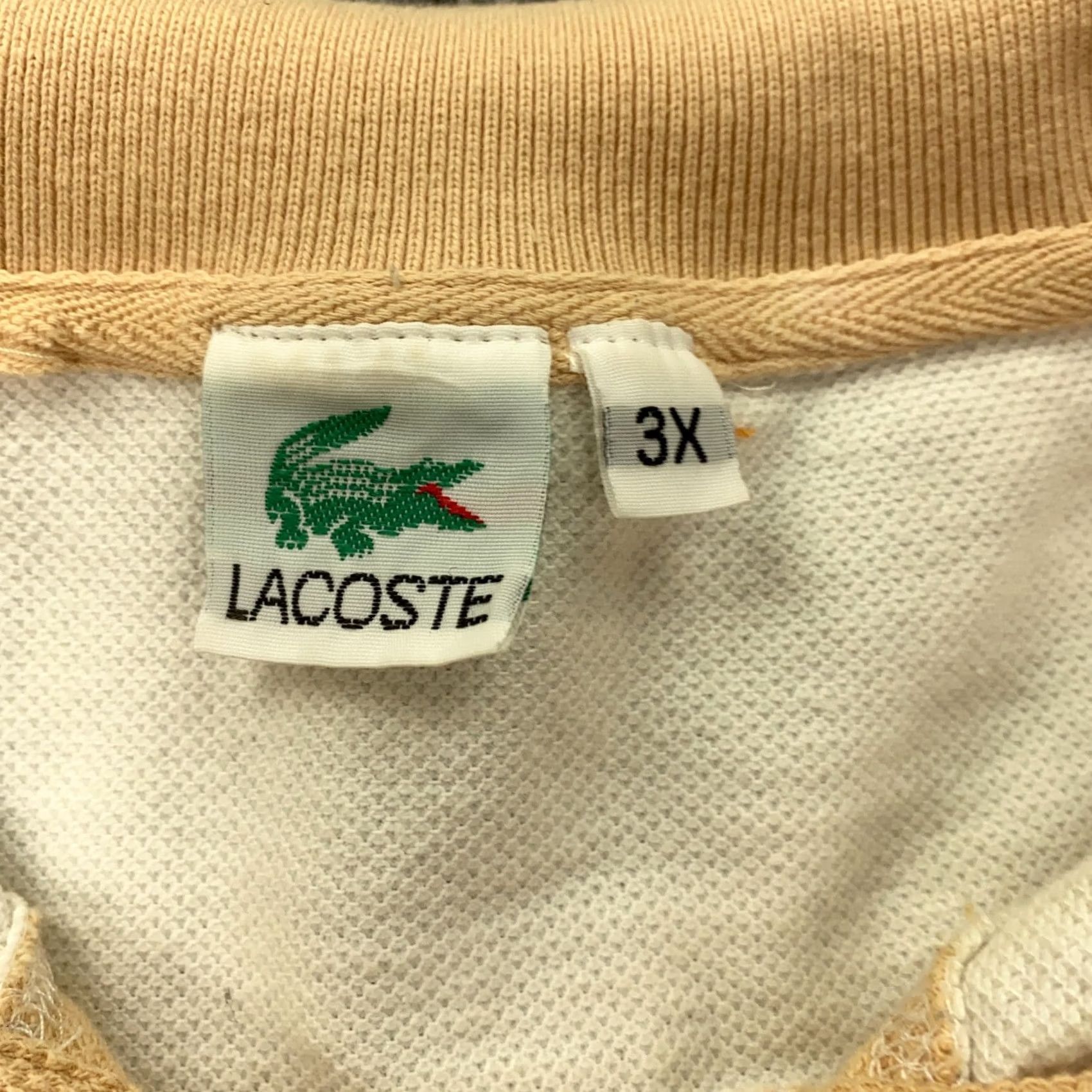 Lacoste VTG Lacoste Polo Shirt 3XL White Tan Striped Preppy 90s Mens Shirt Polo Size US XXL / EU 58 / 5 - 5 Thumbnail