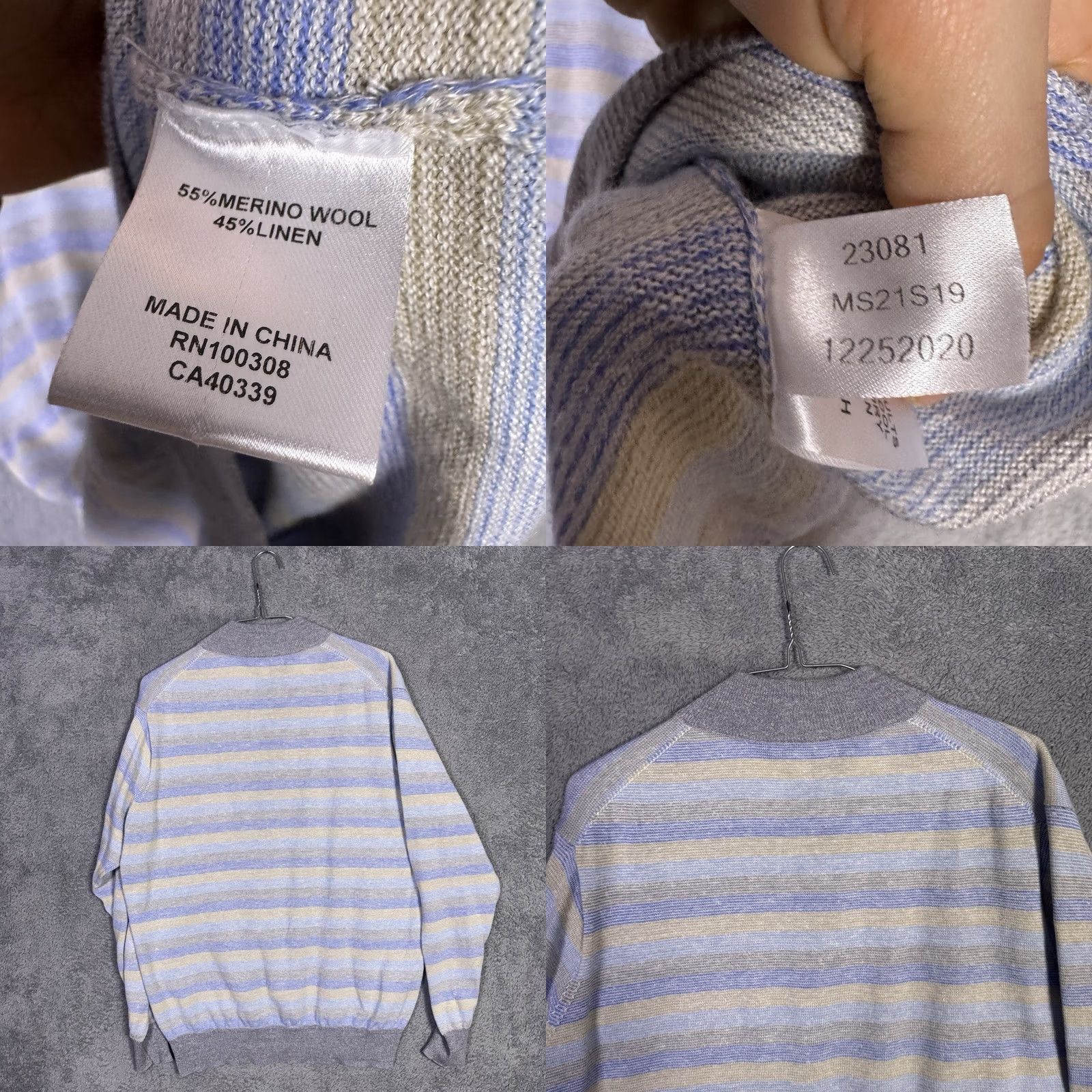 Peter Millar Peter Millar Sweater Mens M Crown Merino Wool Linen 1/4 Zip Pullover Jumper Slim Knit Navy Blue Striped Size US M / EU 48-50 / 2 - 8 Thumbnail