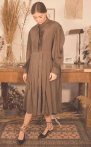 Mavranyma Brown pleated silk dress Size M / US 6-8 / IT 42-44 - 7 Thumbnail