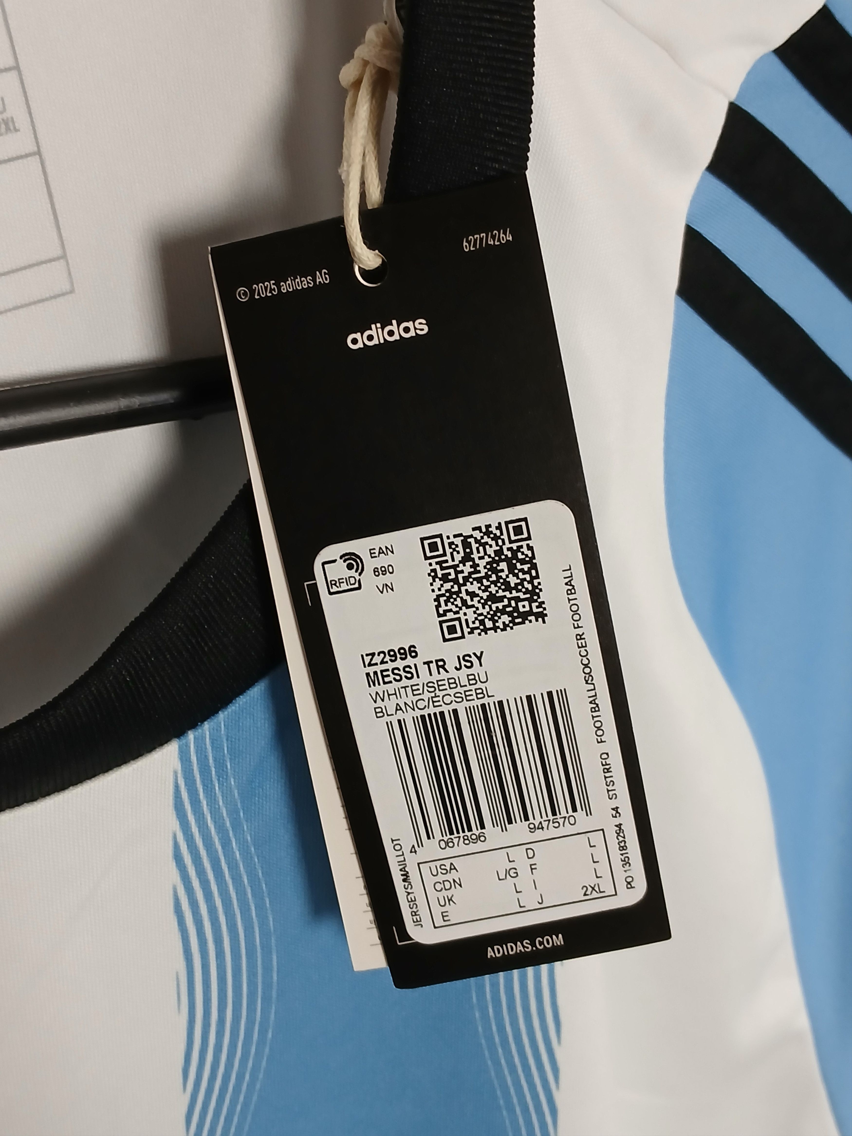 Adidas New Argentina Messi Training Jersey T-Shirt Size US L / EU 52-54 / 3 - 16 Thumbnail