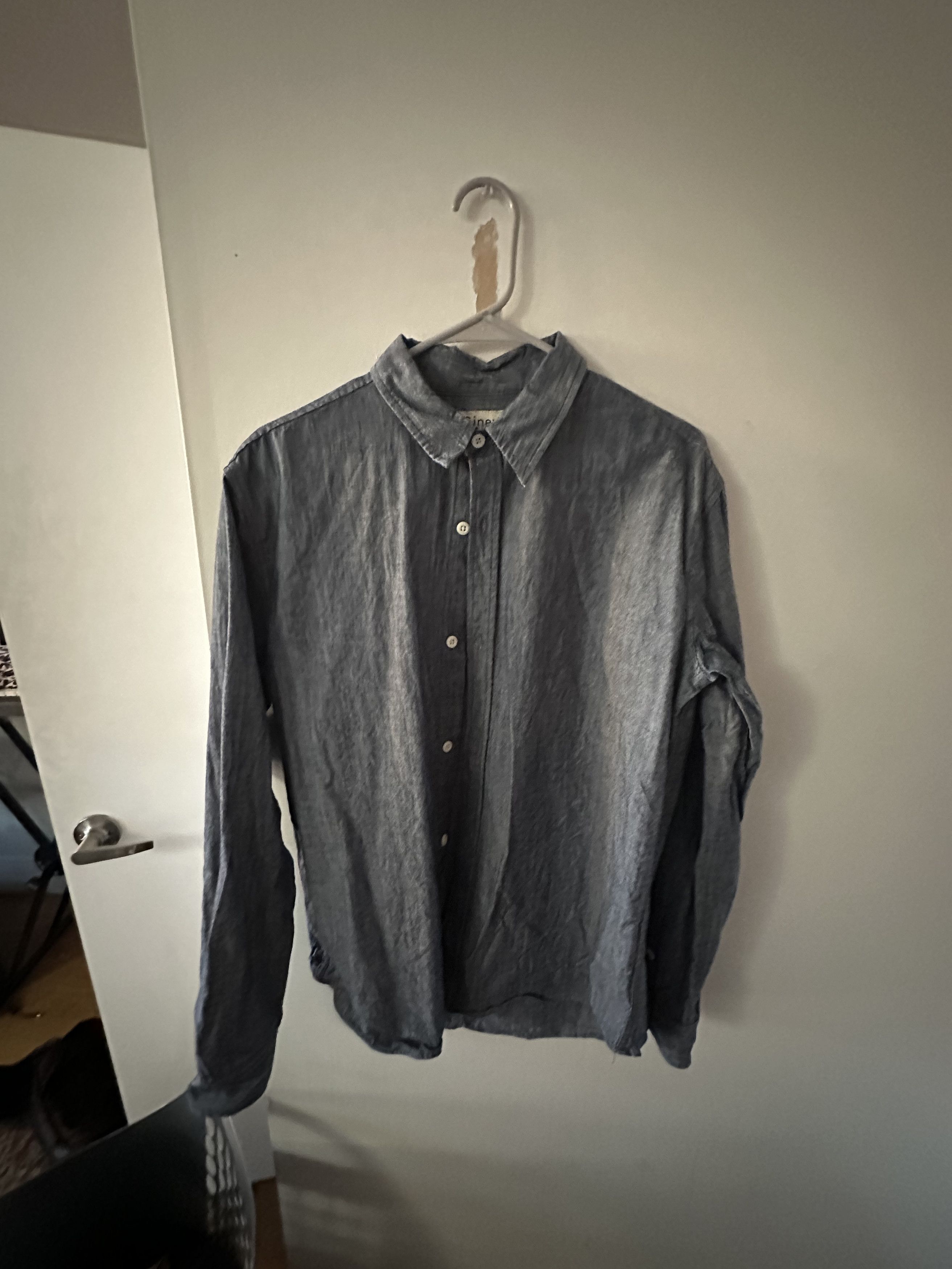 image of Ginew Mohican Chambray Crew Shirt in Blue, Men's (Size Medium)