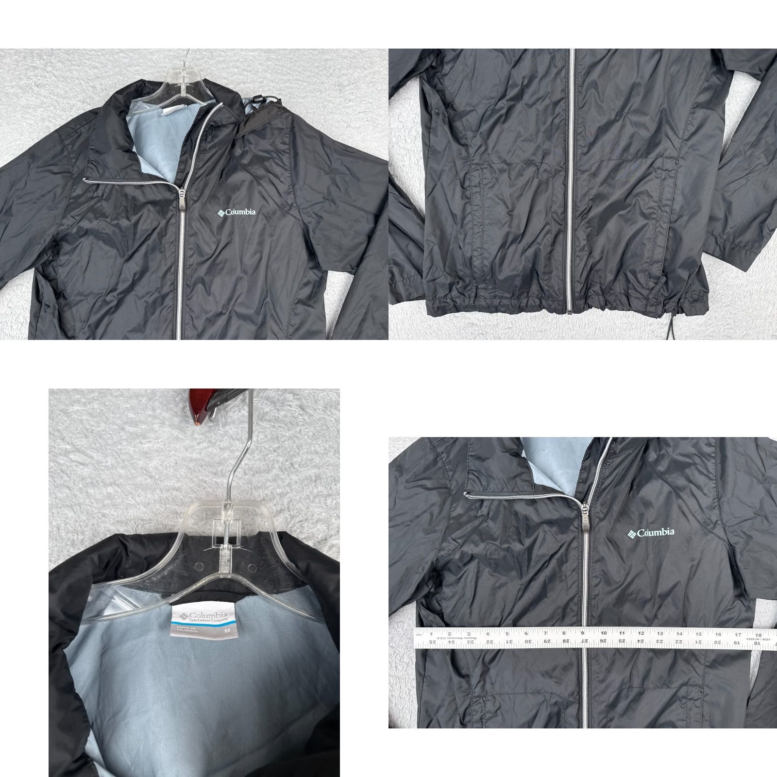 Vintage Columbia Jacket Women Medium Black Hooded Full Zip Windbreaker Nylon Shell Size M / US 6-8 / IT 42-44 - 8 Thumbnail