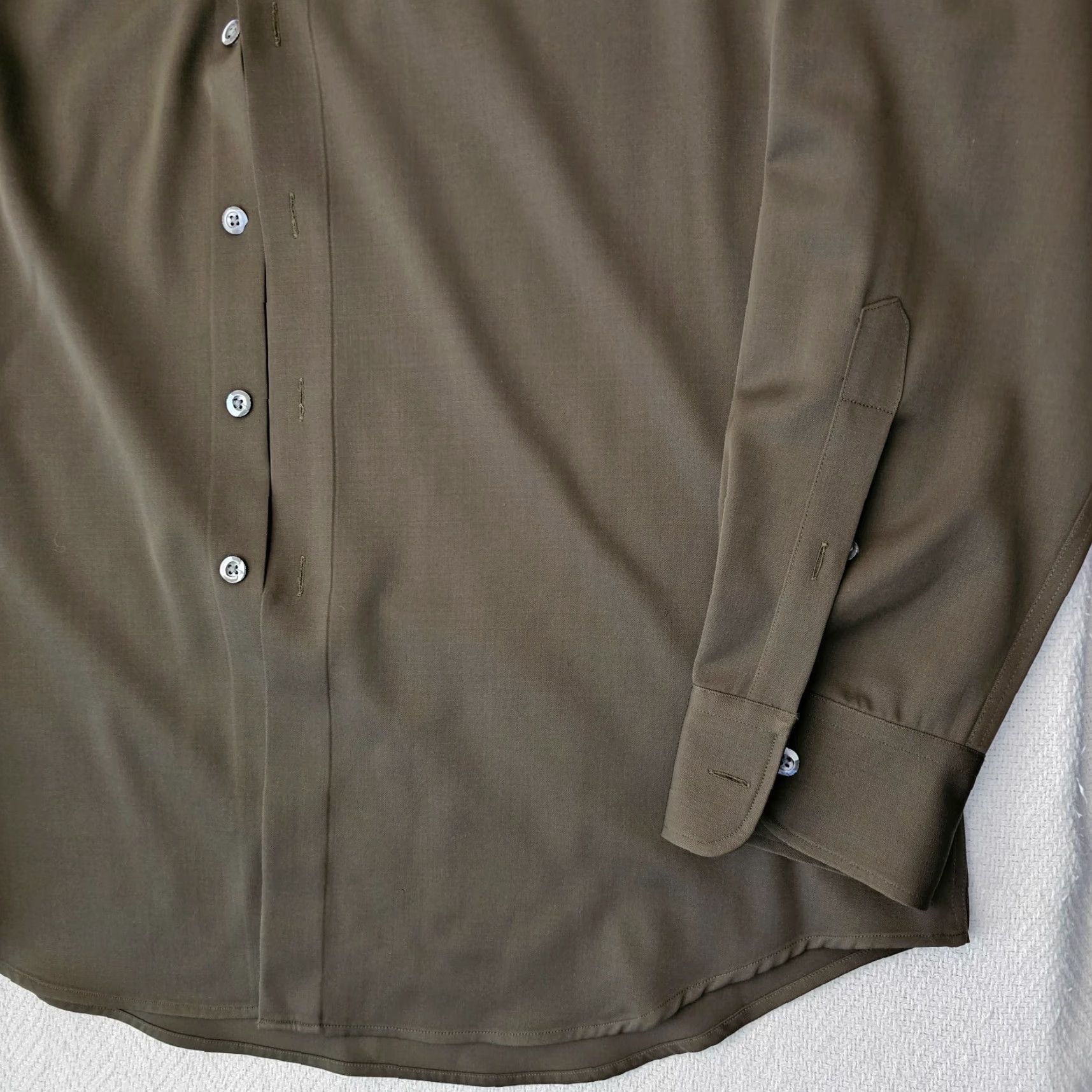 Ralph Lauren Purple Label VINTAGE Ralph Lauren Purple Label Button-Up Shirt Wool Size L Olive Green Business Casual Mens Size US L / EU 52-54 / 3 - 4 Thumbnail