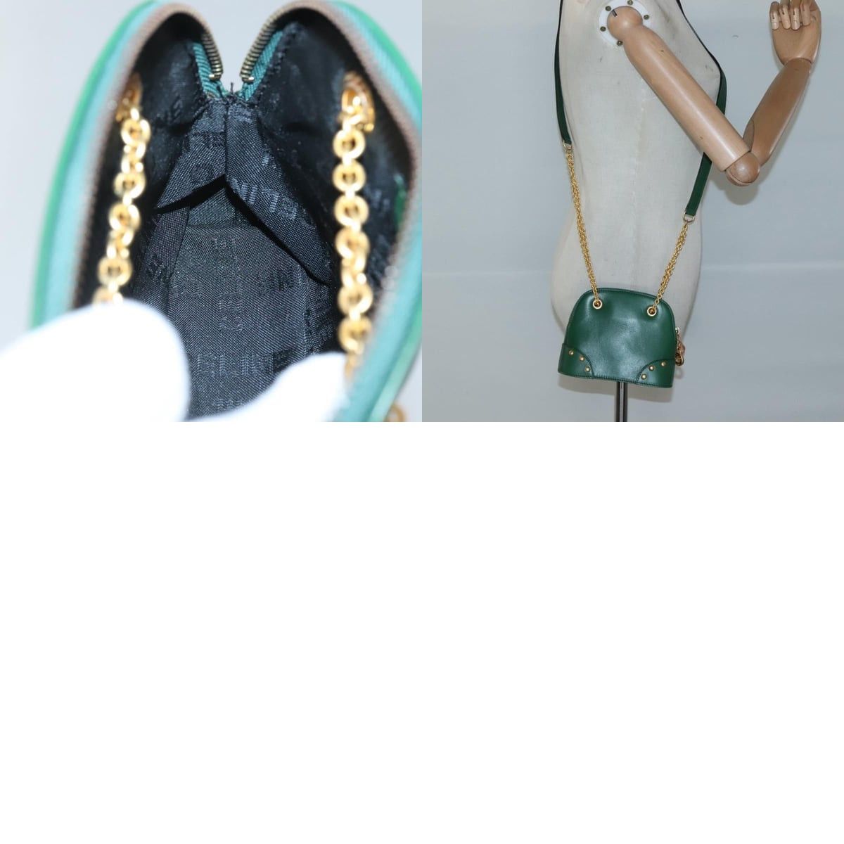 Celine CELINE Chain Shoulder Bag Leather Green Gold Size ONE SIZE - 12 Thumbnail