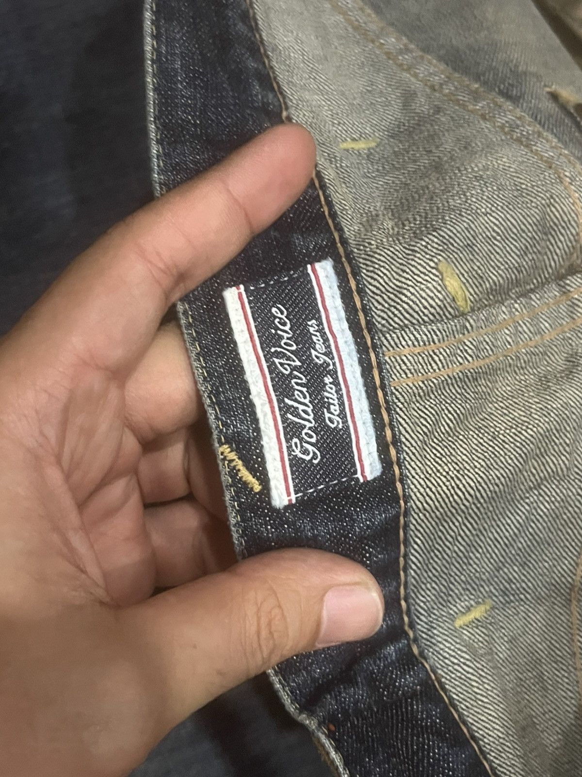 Vintage Japanese Golden Voice Buckle Back Dark Blue Selvedge Jeans Size US 37 - 19 Thumbnail