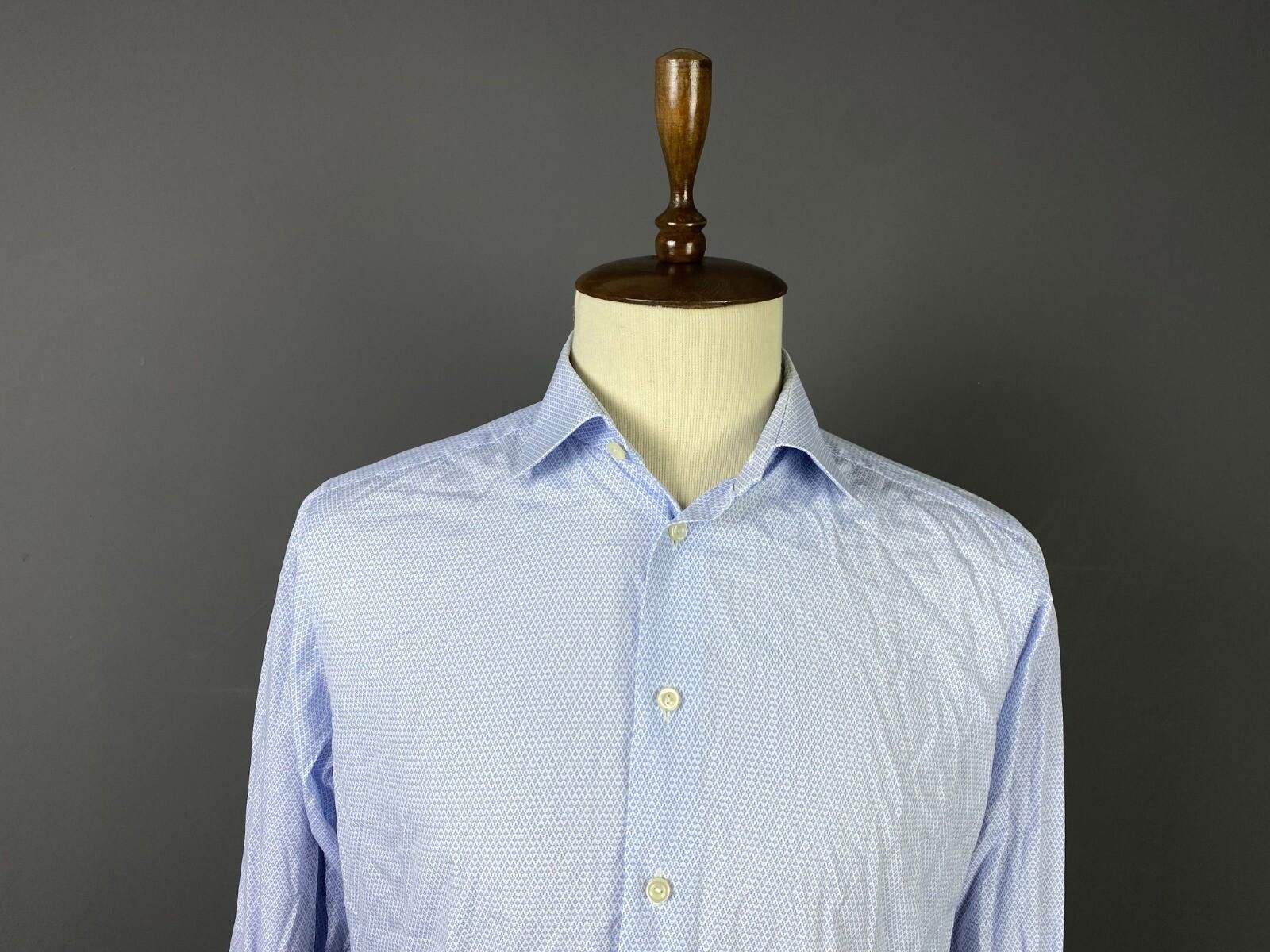 Eton Eton Luxury Made to Measure Blue Classis Dress Dress Shirt Size US L / EU 52-54 / 3 - 2 Thumbnail