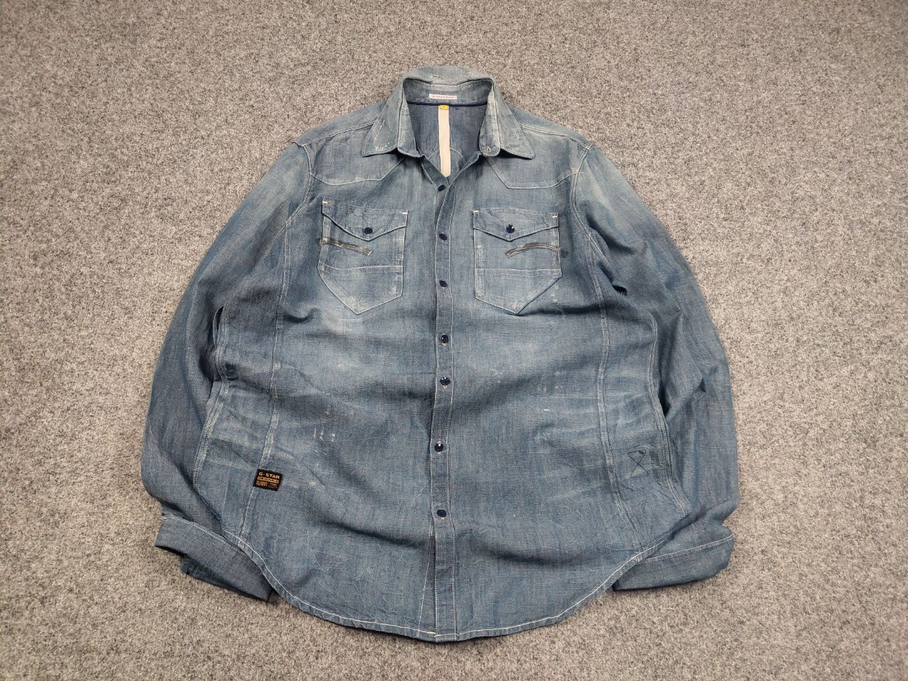 G-Star G Star Raw Essentials Tacoma Linen Blend Distressed Shirt Size US L / EU 52-54 / 3 - 2 Thumbnail