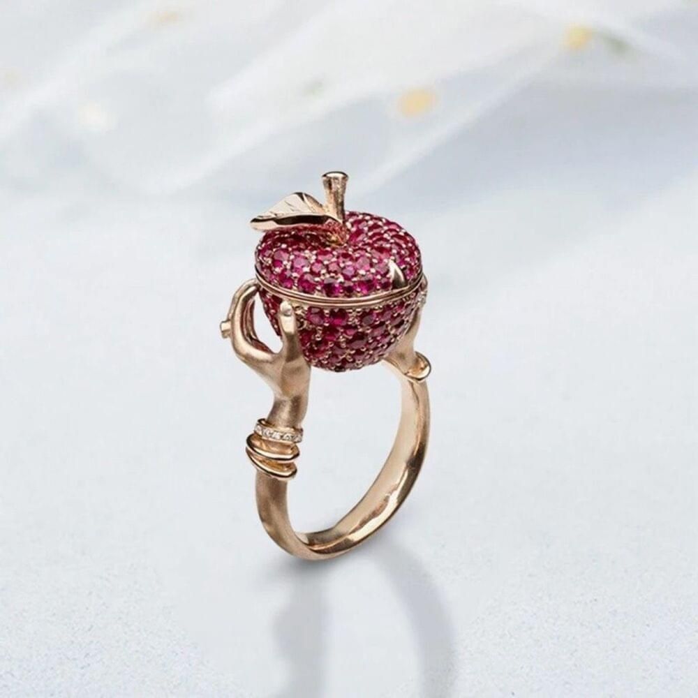 Other Pink Crystal Apple Ring Womens Statement Jewelry Size 6 New Size ONE SIZE - 4 Thumbnail