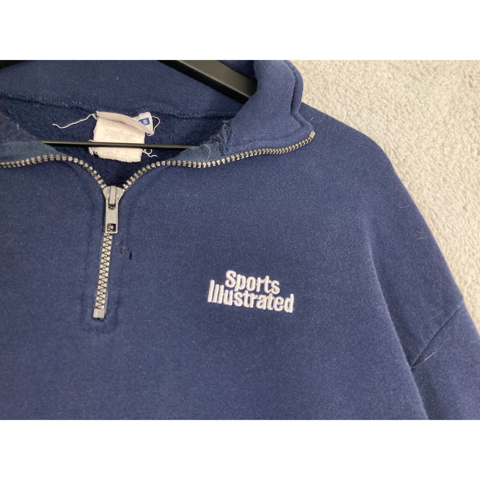 Jerzees Vintage Sports Illustrated Men's XL Navy 1/4 Zip Sweatshirt Size US XL / EU 56 / 4 - 7 Thumbnail