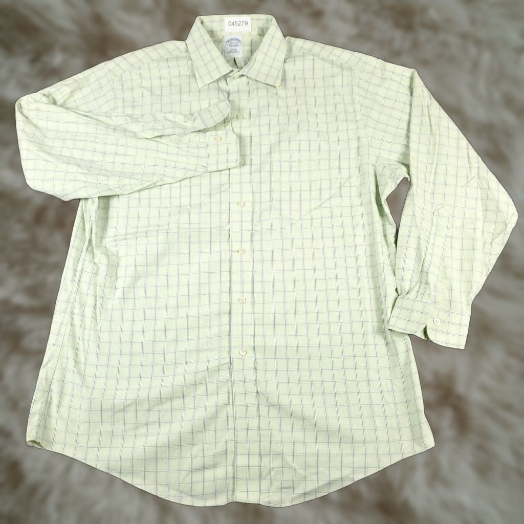 Brooks Brothers Brooks Brothers Dress Shirt Mens 16.5 Green Plaid Long Sleeve Button Down Regular Fit Size 42R - 1 Thumbnail