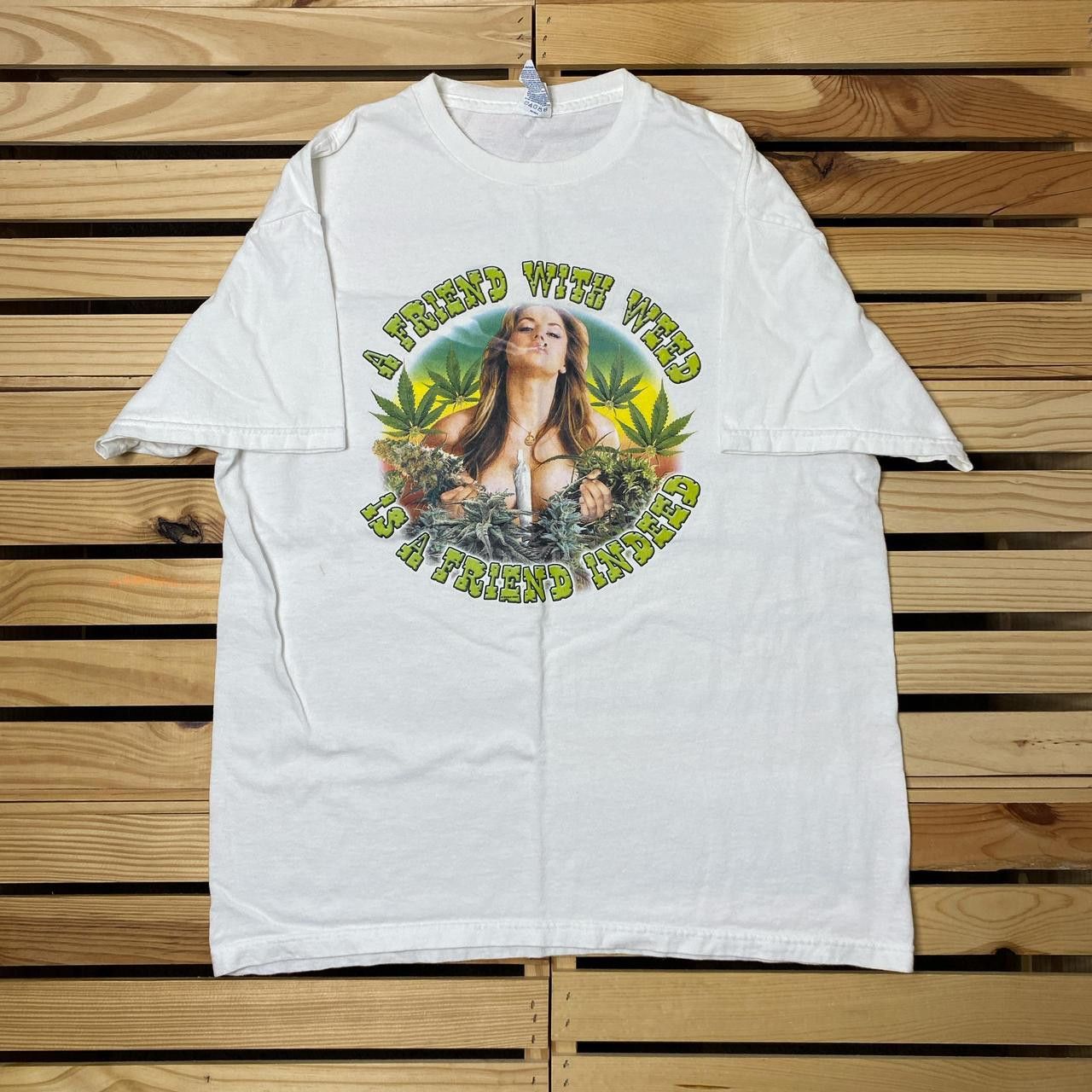 Delta "A Friend with Weed..." White Naughty Weed Tee Size Large Size US L / EU 52-54 / 3 - 1 Thumbnail
