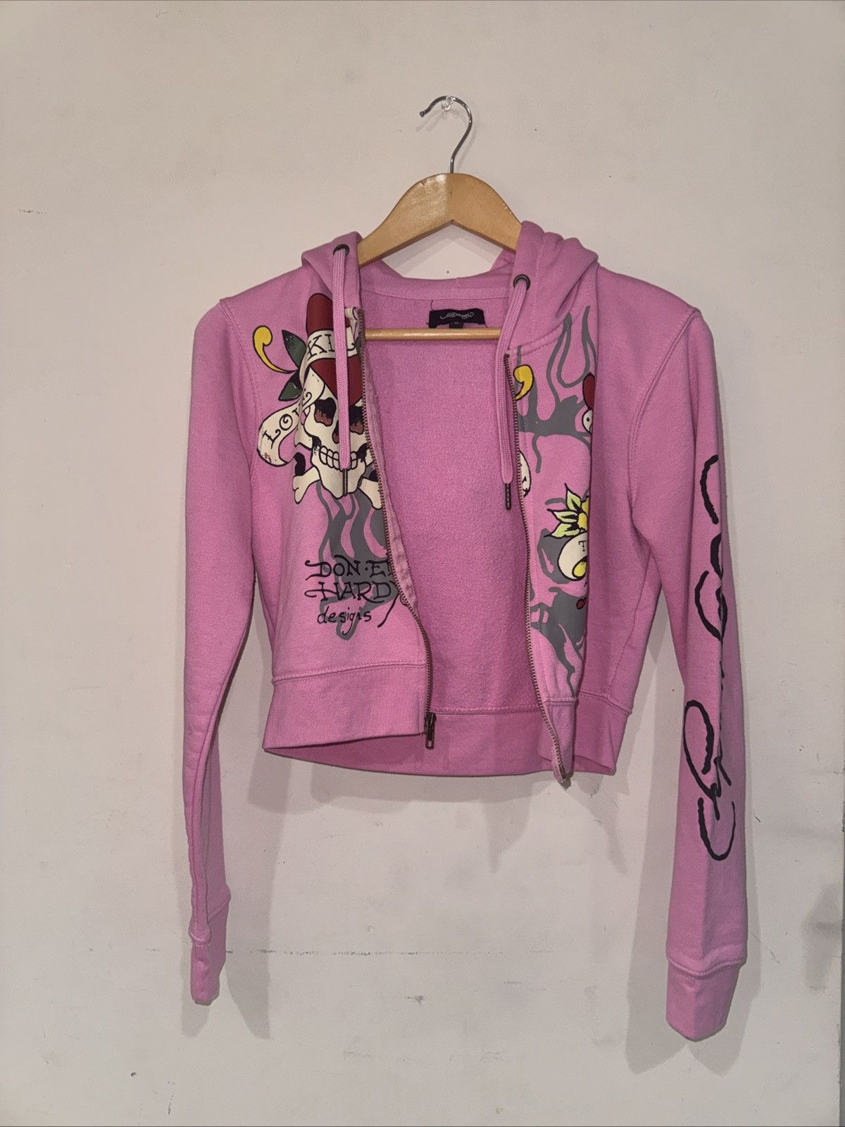 Ed Hardy Pink Ed Hardy Crop Zip Sweater w Hoodie Size M / US 6-8 / IT 42-44 - 6 Thumbnail