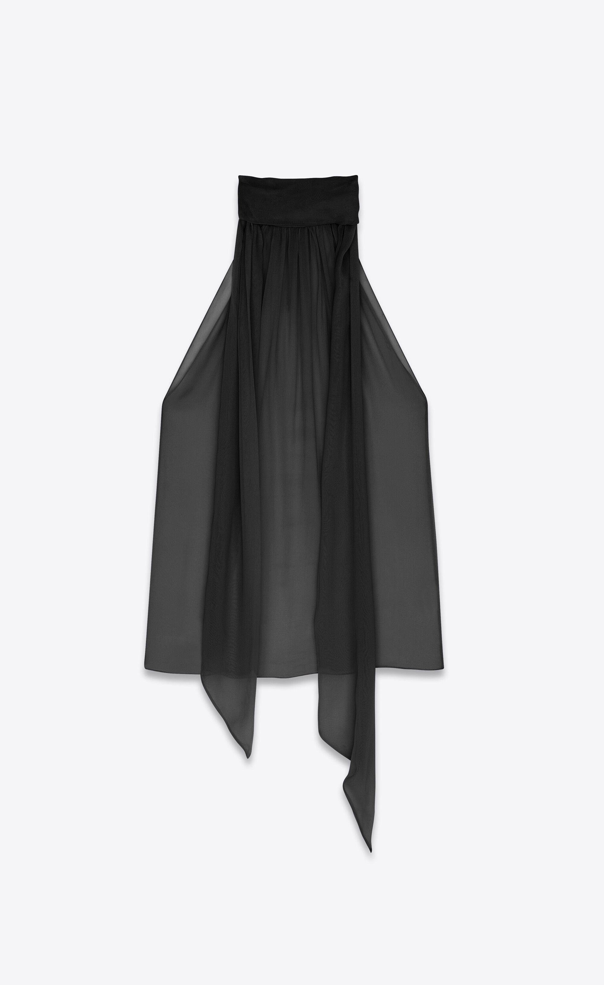 Saint Laurent Paris o1s1wg110125 714564 Lavallière-Neck Blouse Crepe Muslin Size S / US 4 / IT 40 - 3 Thumbnail