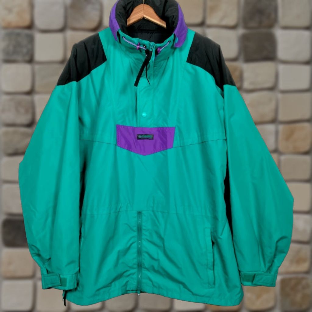 Vintage Columbia Ski Jacket Men Large Softshell Anorak Pullover
