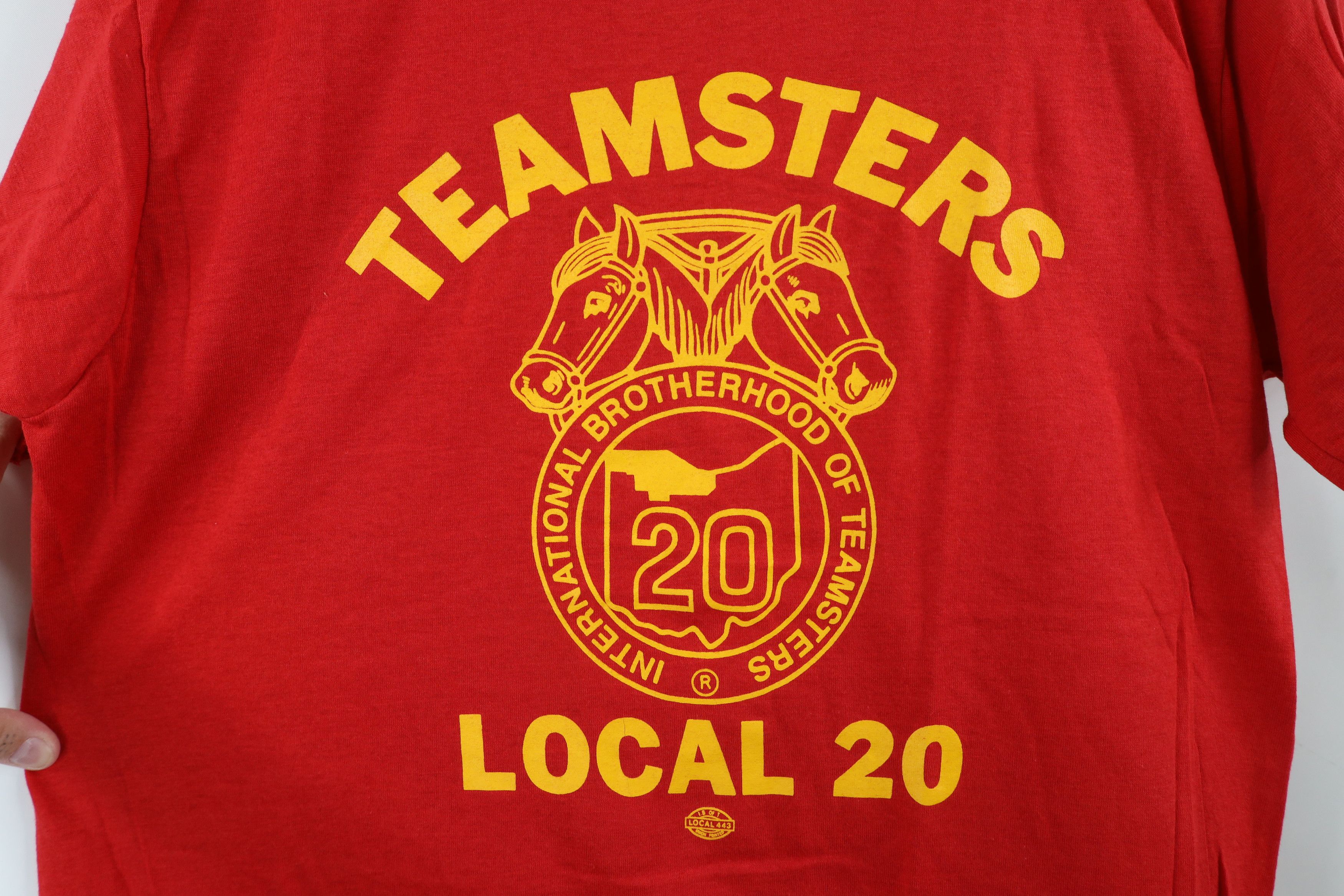 Vintage Deadstock Vintage 80s 20 Teamsters Union T-Shirt Red USA Size US L / EU 52-54 / 3 - 4 Thumbnail