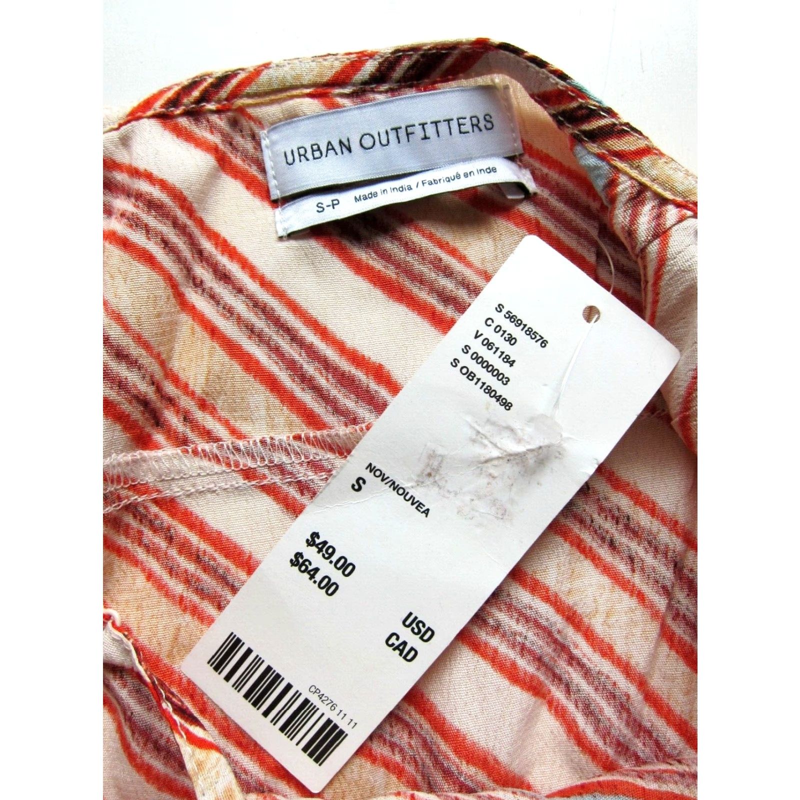 Urban Outfitters NWT Urban Outfitters 100% Rayon Orange Blue Stripe Tank Slip Dress Small Size S / US 4 / IT 40 - 3 Thumbnail