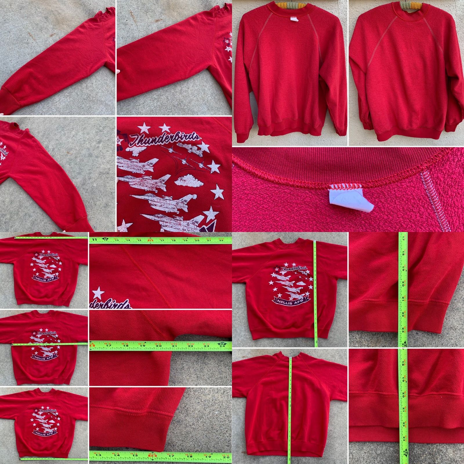 Vintage VINTAGE Thunderbirds Nellis AFB Raglan Sweatshirt L Men Red USA Graphic Print Artex Pullover Size L Size US L / EU 52-54 / 3 - 8 Thumbnail