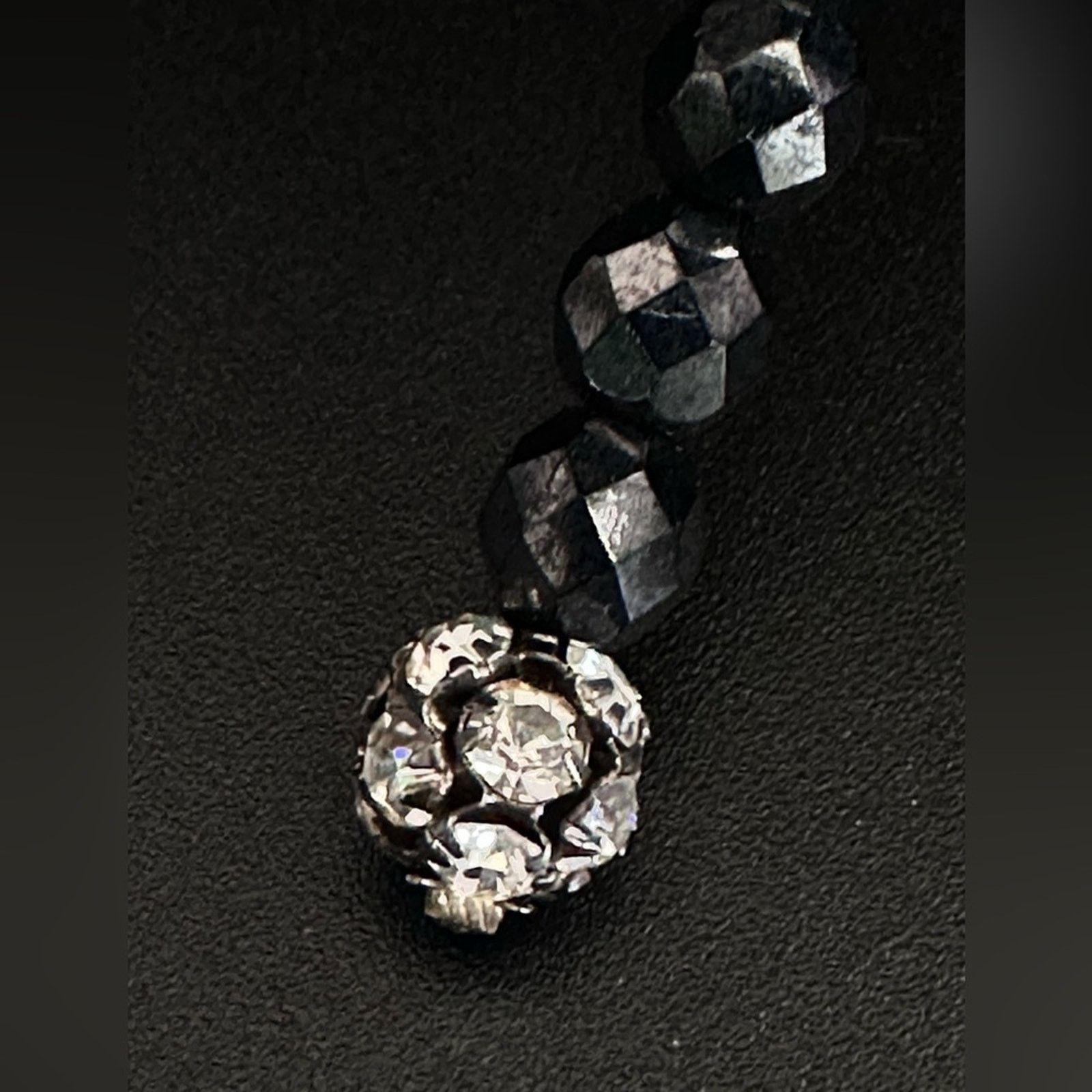 Other Vintage Black Hematite Onyx And CZ Lariat Necklace Size ONE SIZE - 6 Thumbnail