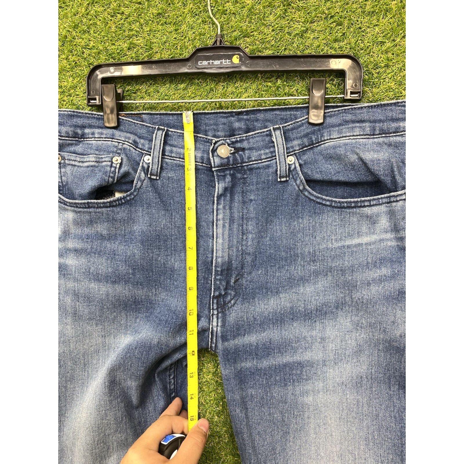 Levi's Levis Jeans Mens 36x34 Slim Straight Whiskered Fade Medium Wash Blue Y2K Size US 36 / EU 52 - 7 Thumbnail
