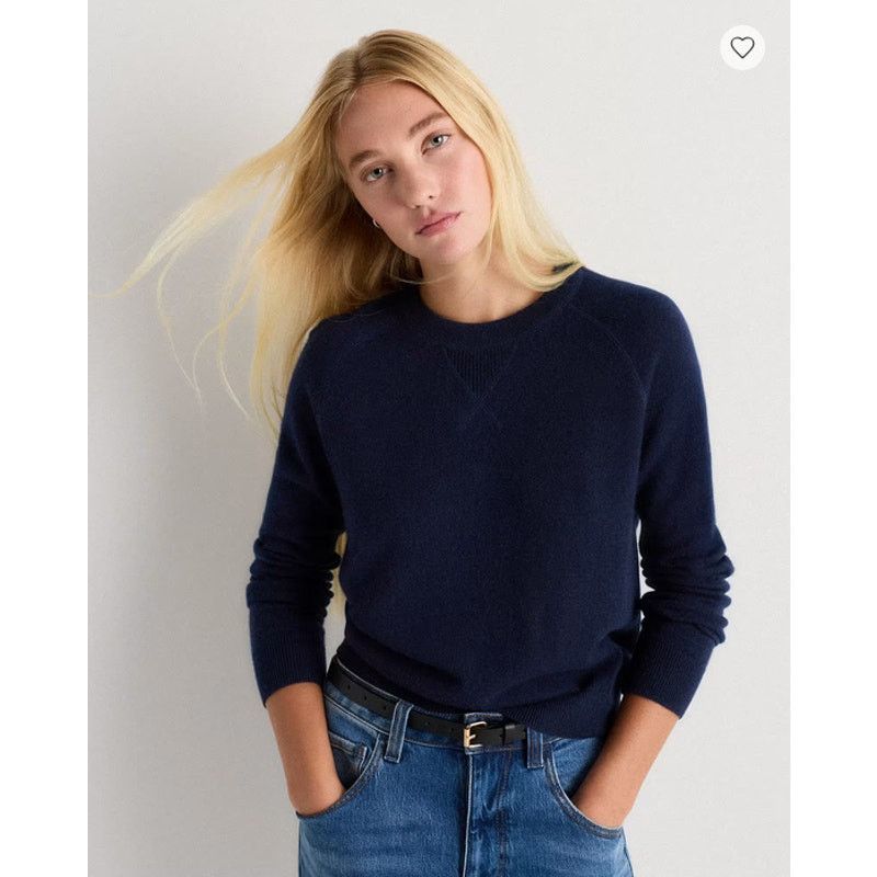 Quince Quince Cashmere Shrunken Sweatshirt True Navy Size S NWT Size S / US 4 / IT 40 - 1 Thumbnail