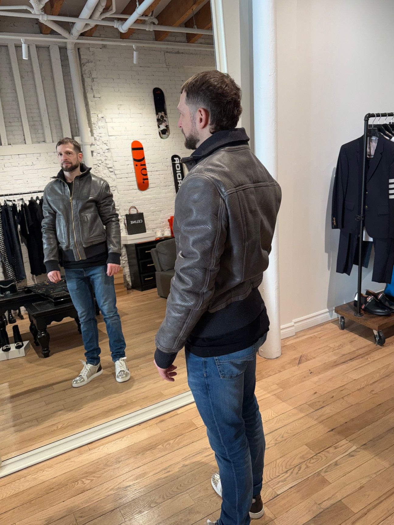Dolce & Gabbana Dolce & Gabbana Grey Lambskin Leather Shearling Bomber Size US L / EU 52-54 / 3 - 14 Thumbnail