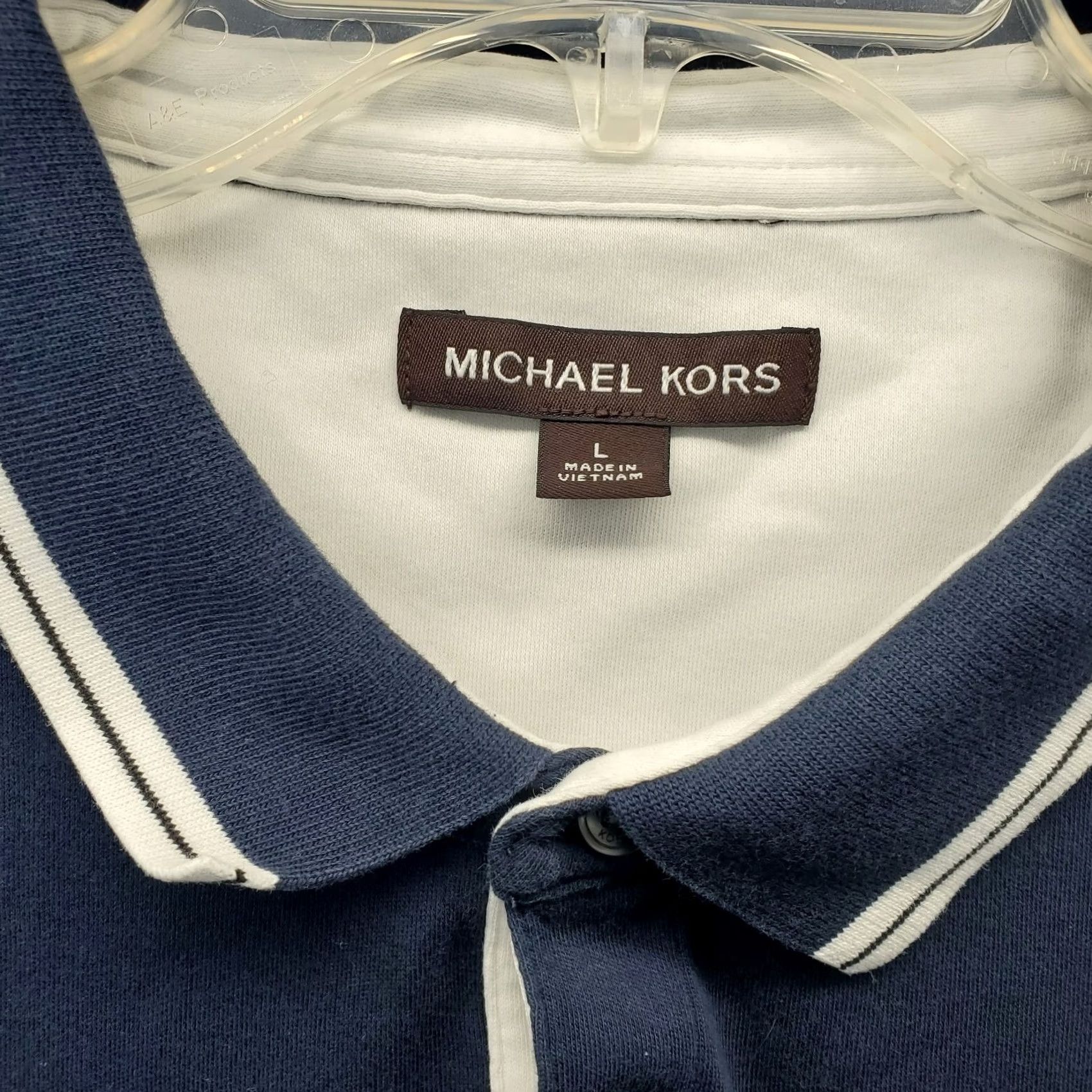 Michael Kors Michael Kors Polo Shirt Mens L Multi Ribbed Trim Sleeves & Collared Logo Popover Polo Shirt Mens L Multicolor Slim Fit Size US L / EU 52-54 / 3 - 6 Thumbnail