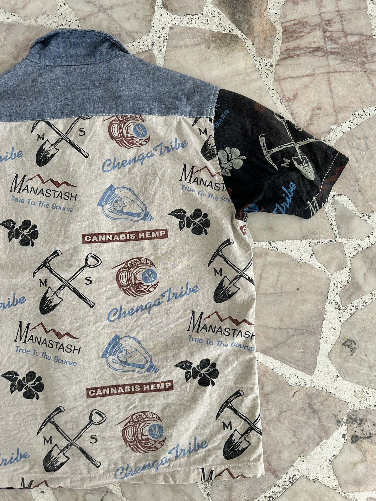 Manastash Chenga Tribe Overprint Cannabis Hemp Button Up Shirt Size US M / EU 48-50 / 2 - 12 Thumbnail
