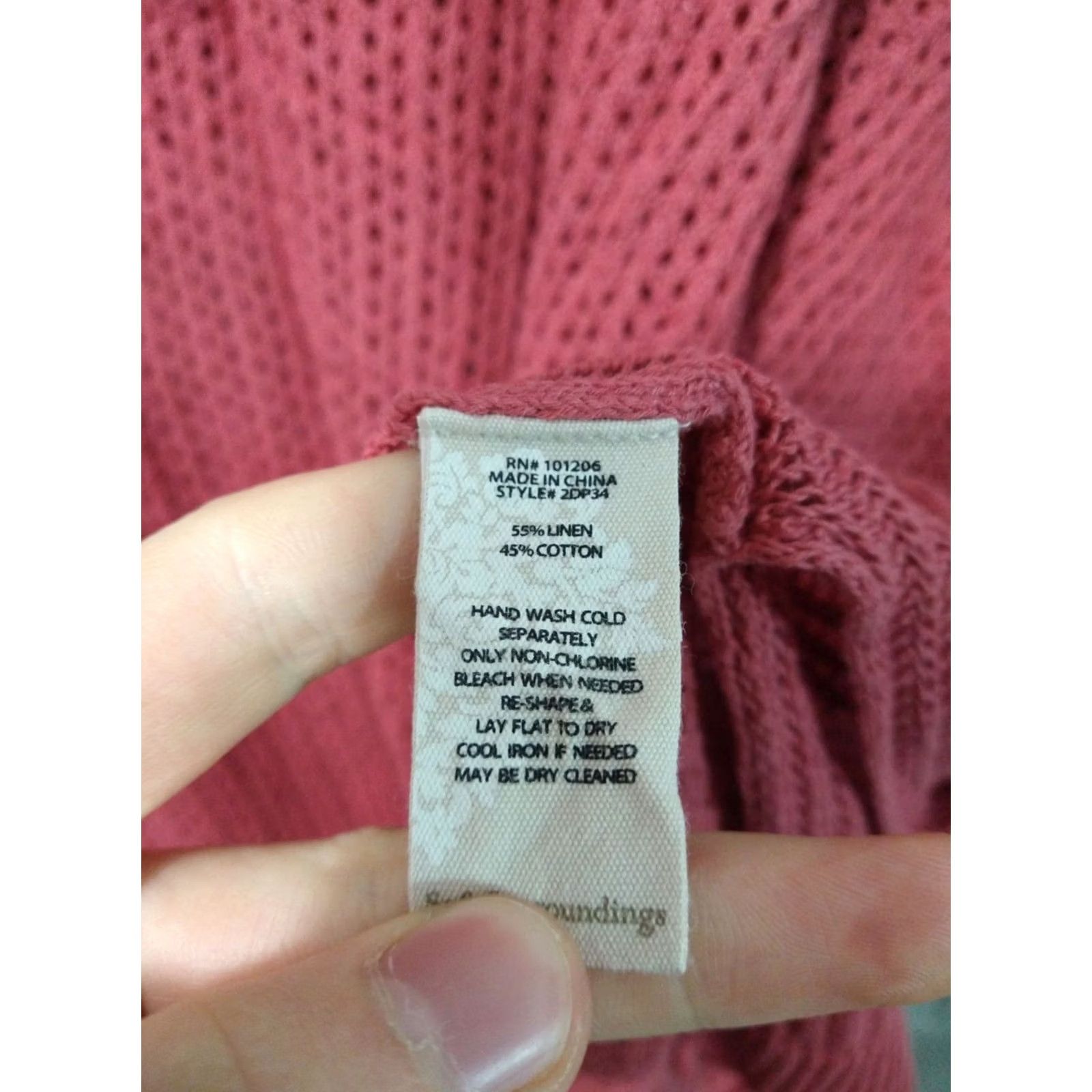 Soft Surroundings Soft Surroundings Sweater Womens XL Pink Linen Blend Dolman Open Knit Pullover Bohemian Casual Knit Shirt Ladies XL Pink Size XL / US 12-14 / IT 48-50 - 6 Thumbnail