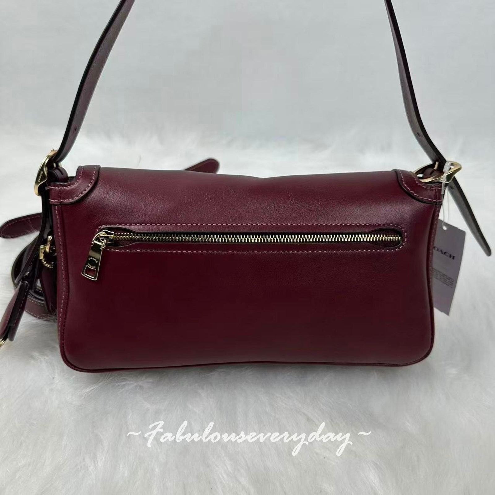 Coach Coach Etta Small Flap Shoulder Bag Leather Maroon Merlot Size ONE SIZE - 4 Thumbnail