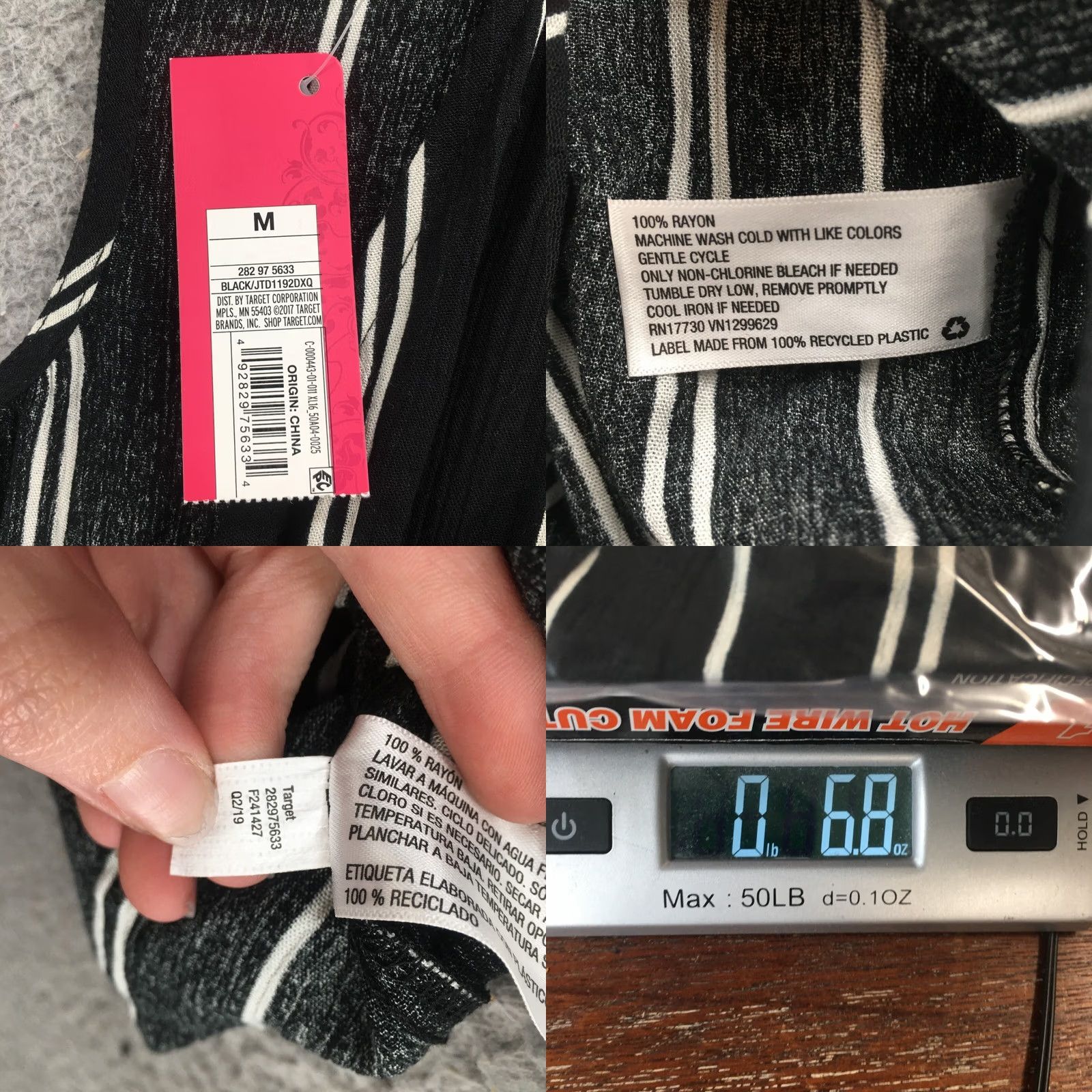 Vintage Xhiliration Romper Womens M Black Stripe Short Sleeve V-Neck NEW Shirt) Size 32" / US 10 / IT 46 - 11 Thumbnail